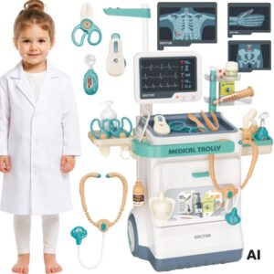 WOOPIE liječnik’s Trolley set Little liječnik EKG Sound Light podesivi 26pcs