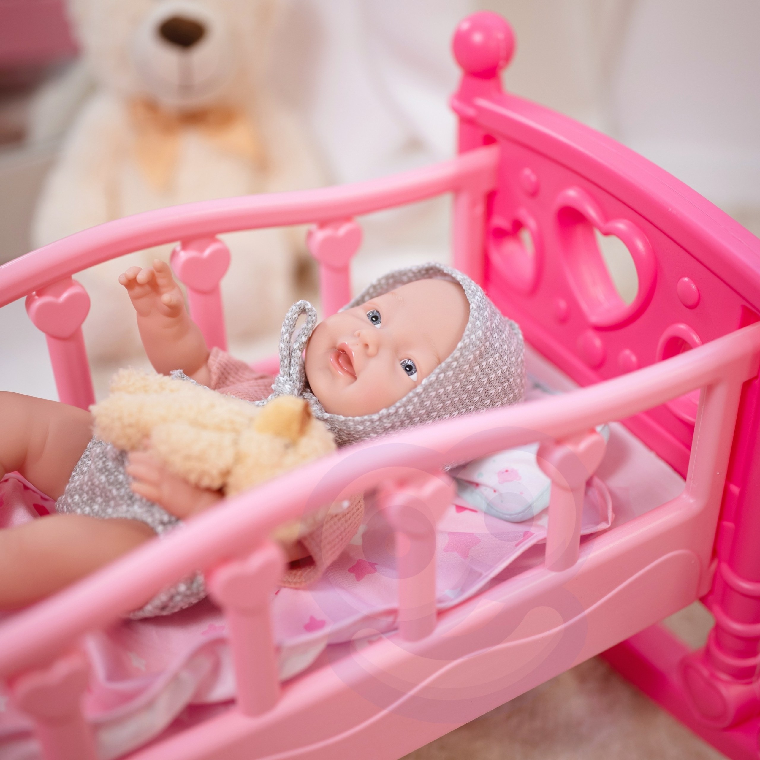WOOPIE ROYAL Baby Doll 36 cm in Teddy Bear Outfit Feeding Accessories - Slika 8