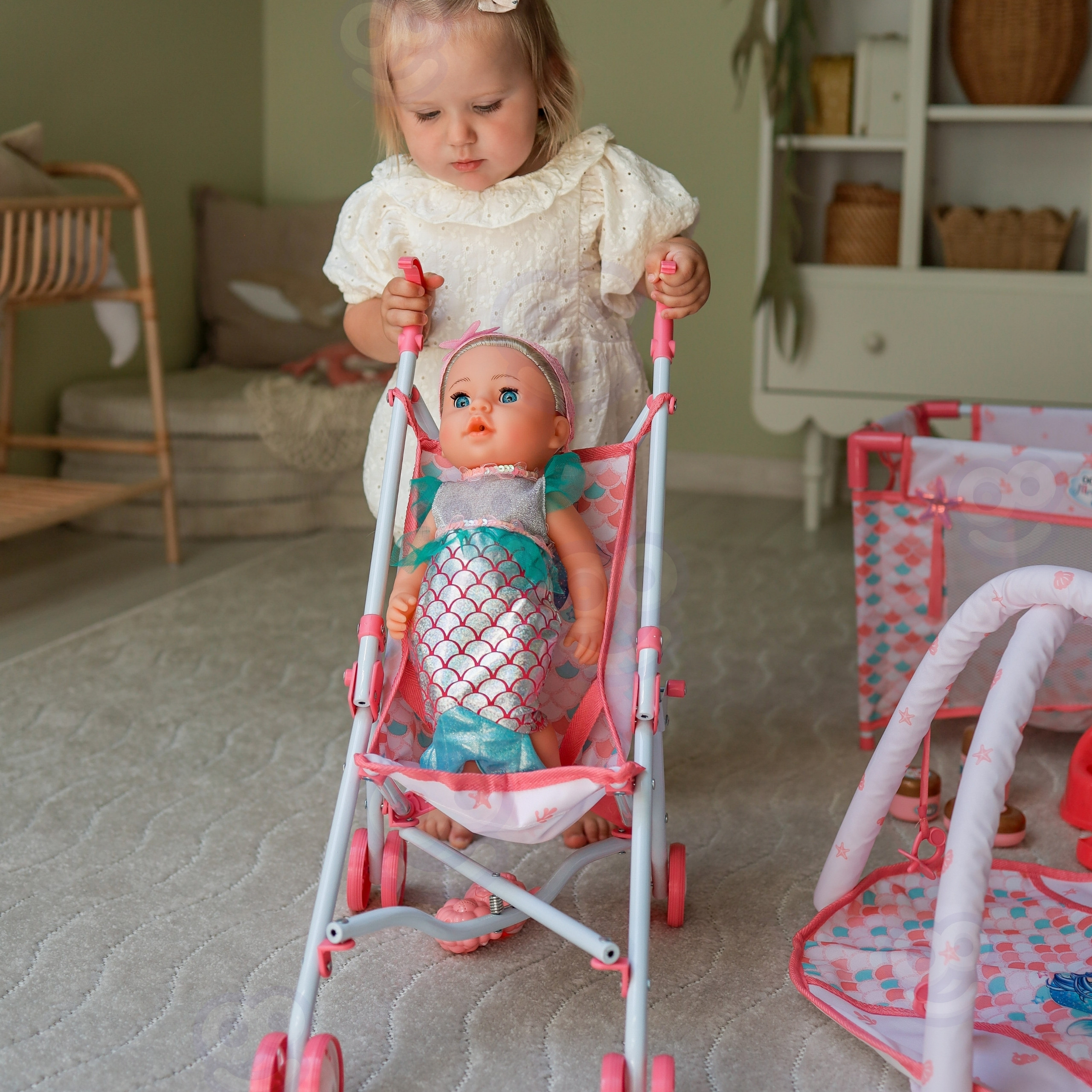 WOOPIE ROYAL Baby Doll 36 cm Mermaid Interactive Set XXL Caregiver 18 in 1 - Slika 5