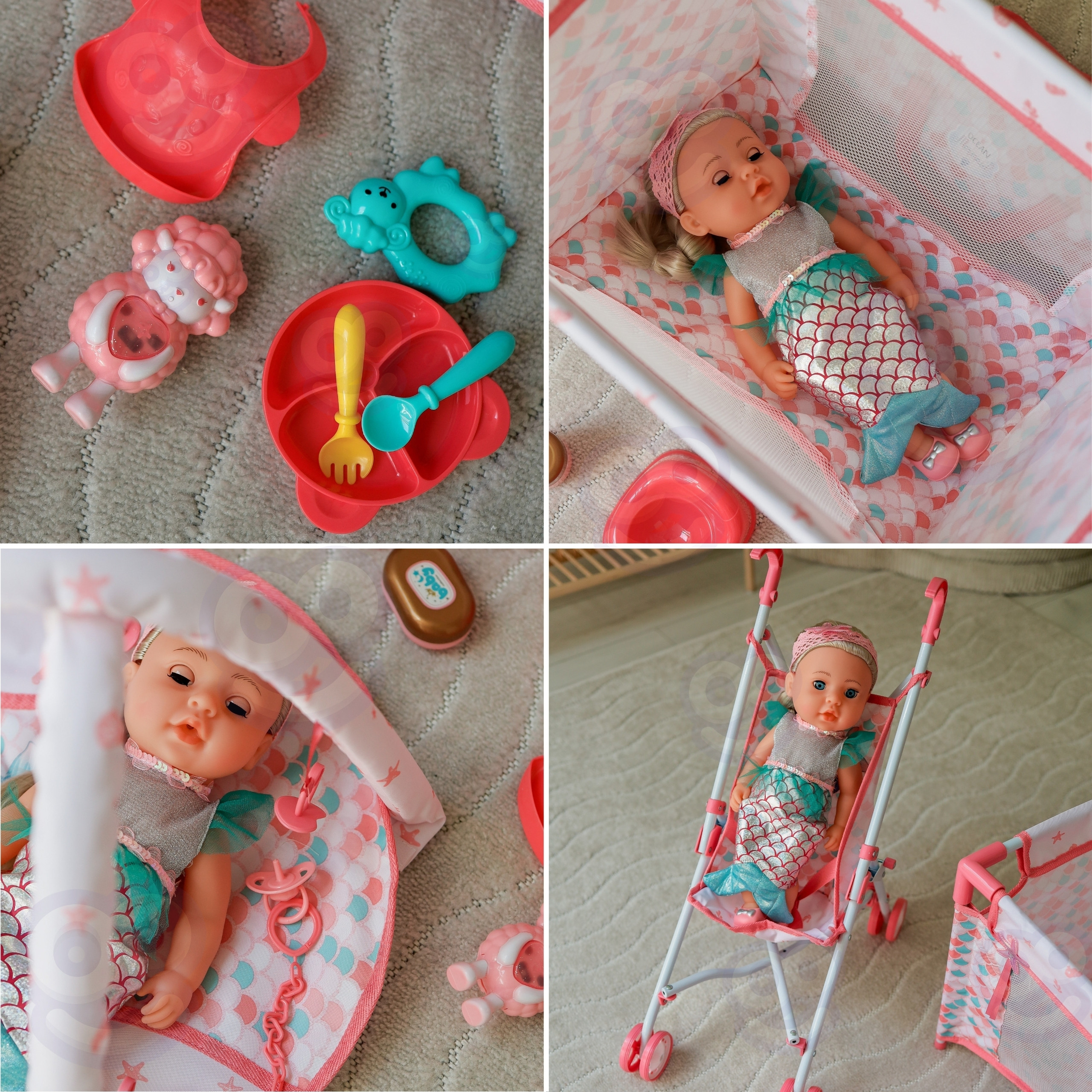 WOOPIE ROYAL Baby Doll 36 cm Mermaid Interactive Set XXL Caregiver 18 in 1 - Slika 6