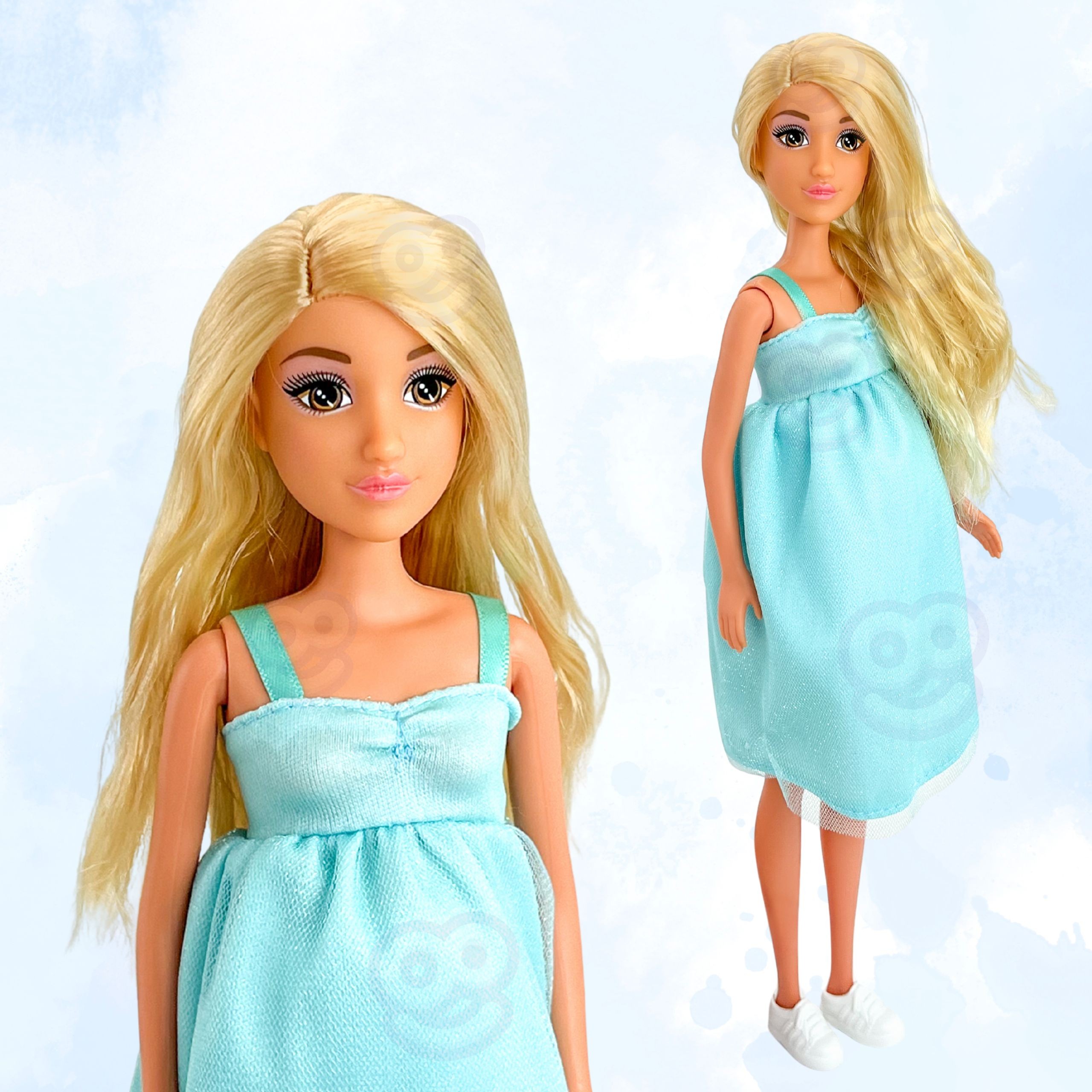 WOOPIE ROYAL Lily Doll with Pregnant Belly Baby Blue Dress - Slika 4