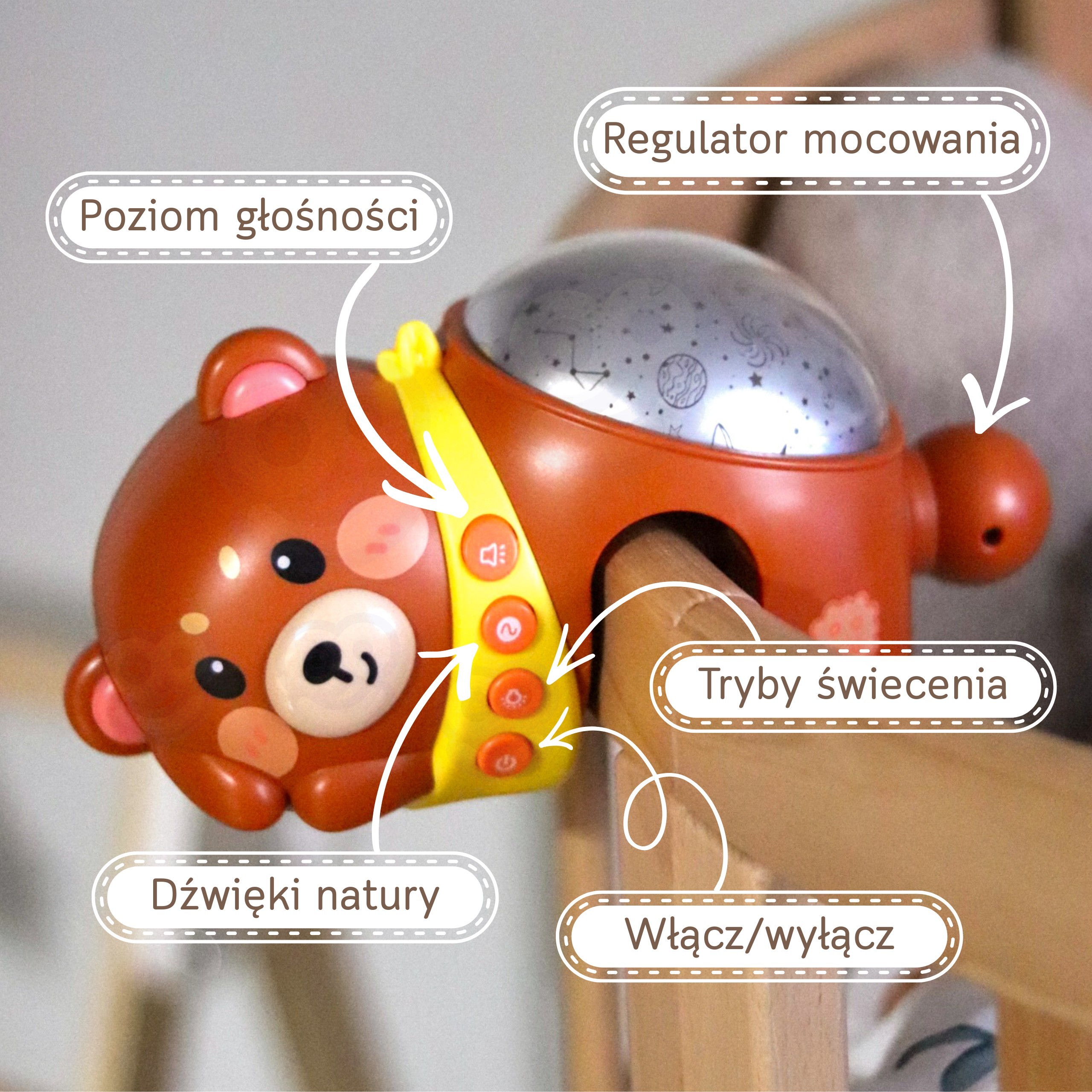 WOOPIE BABY Star Projector Teddy Bear Night Light for Children - Slika 3