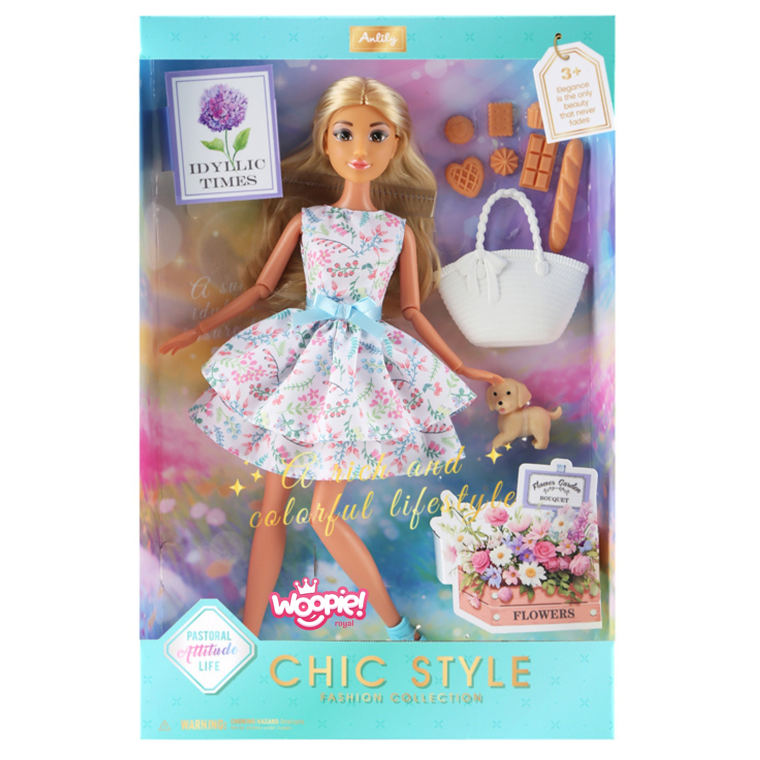 WOOPIE ROYAL Lily Doll 30 cm Spring Dress Accessories Doggie Picnic - Slika 5