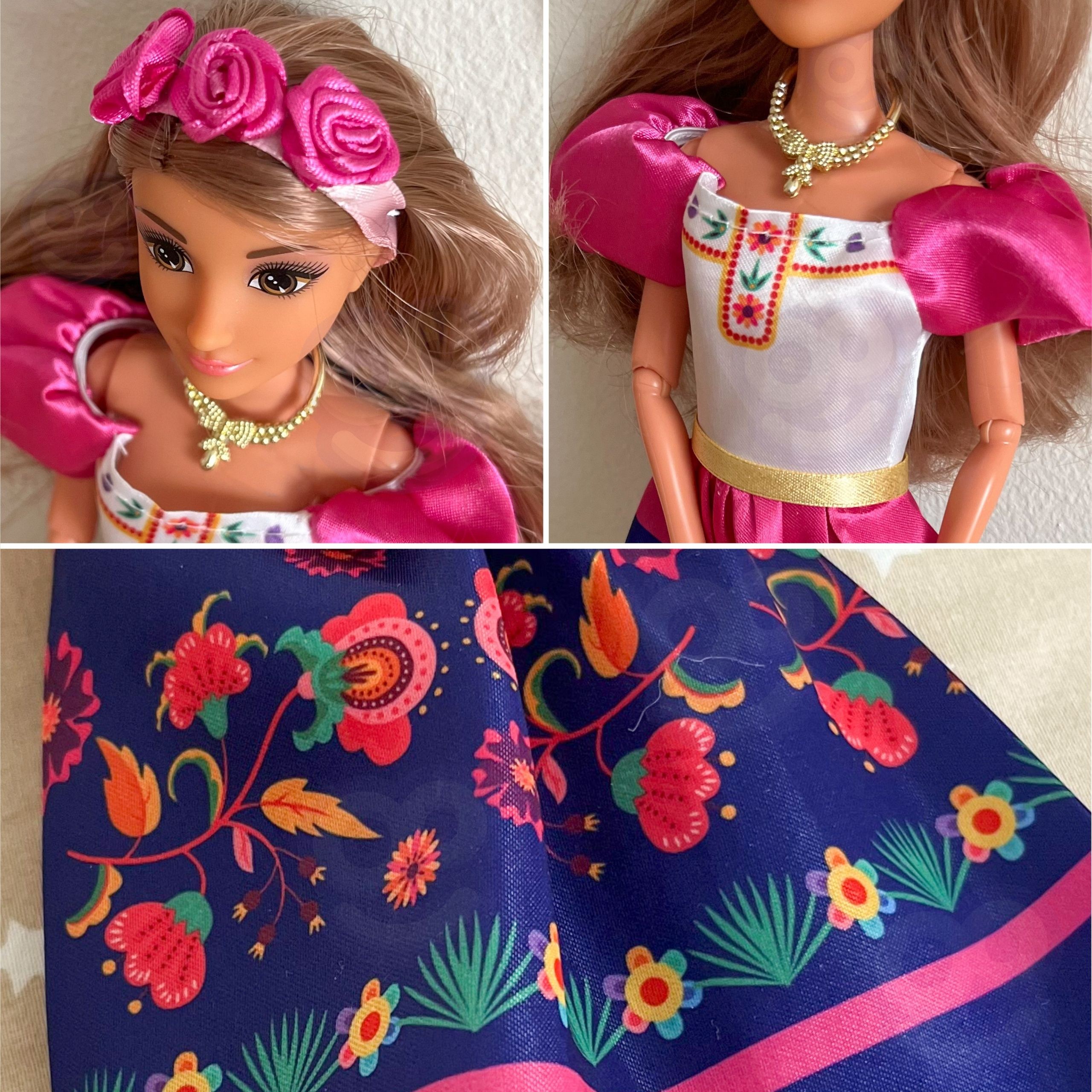 WOOPIE ROYAL Women of the World Dolls Lily Mexican Traditional Floral Dress - Slika 3
