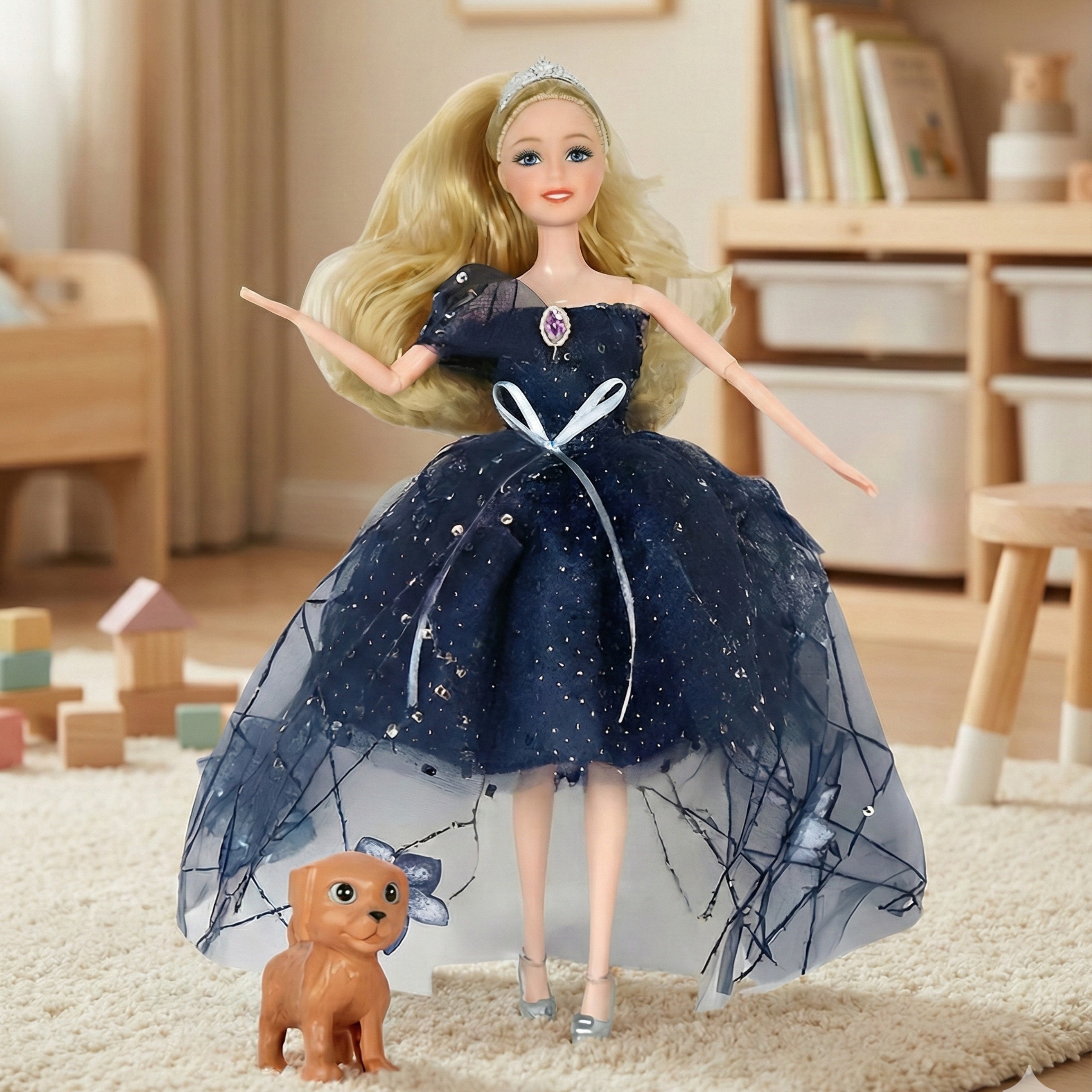 WOOPIE ROYAL Emi Doll in Crown and Black Dress Doggie - Slika 3