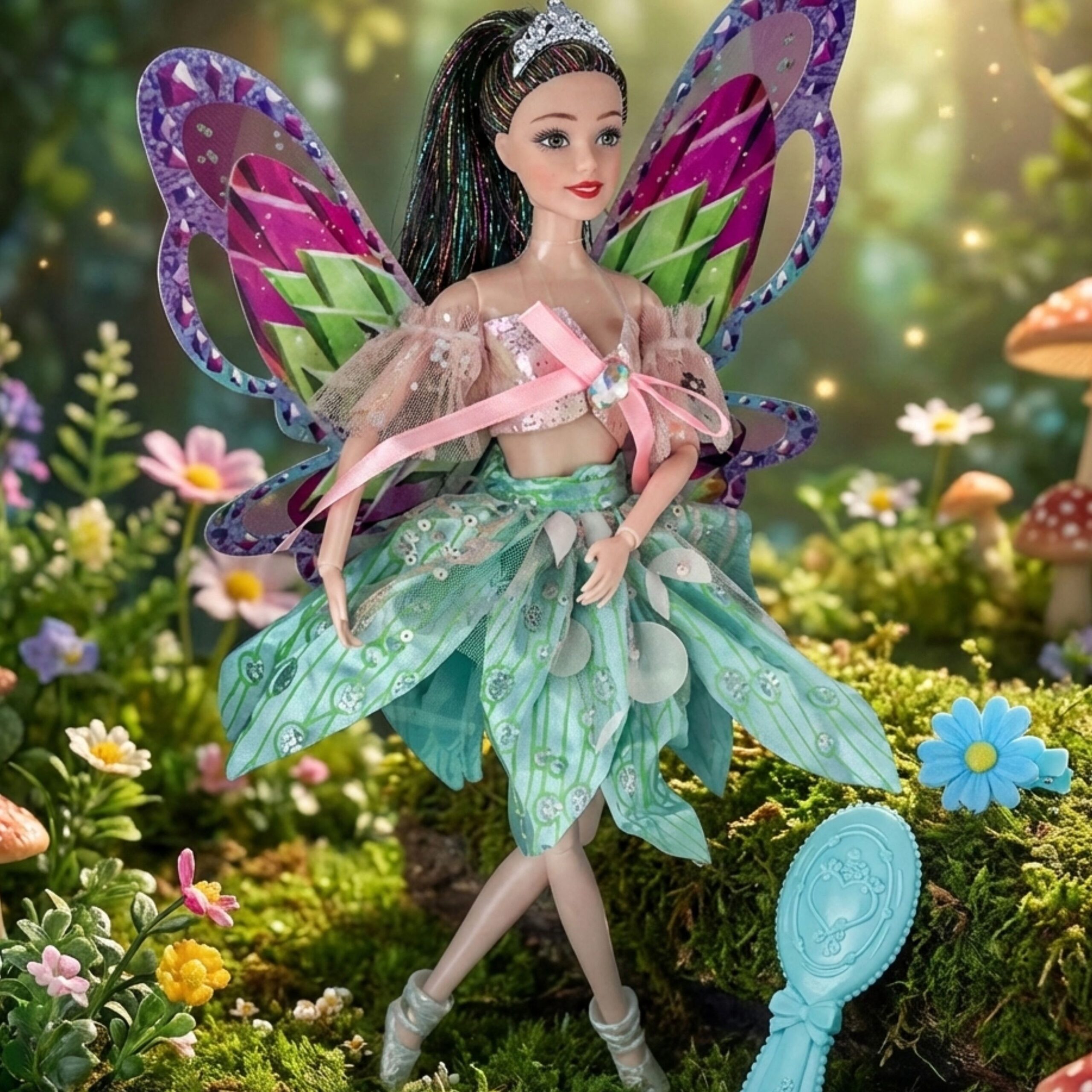 WOOPIE ROYAL Emi Fairy Doll with Colorful Wings and Hairbrush - Slika 3