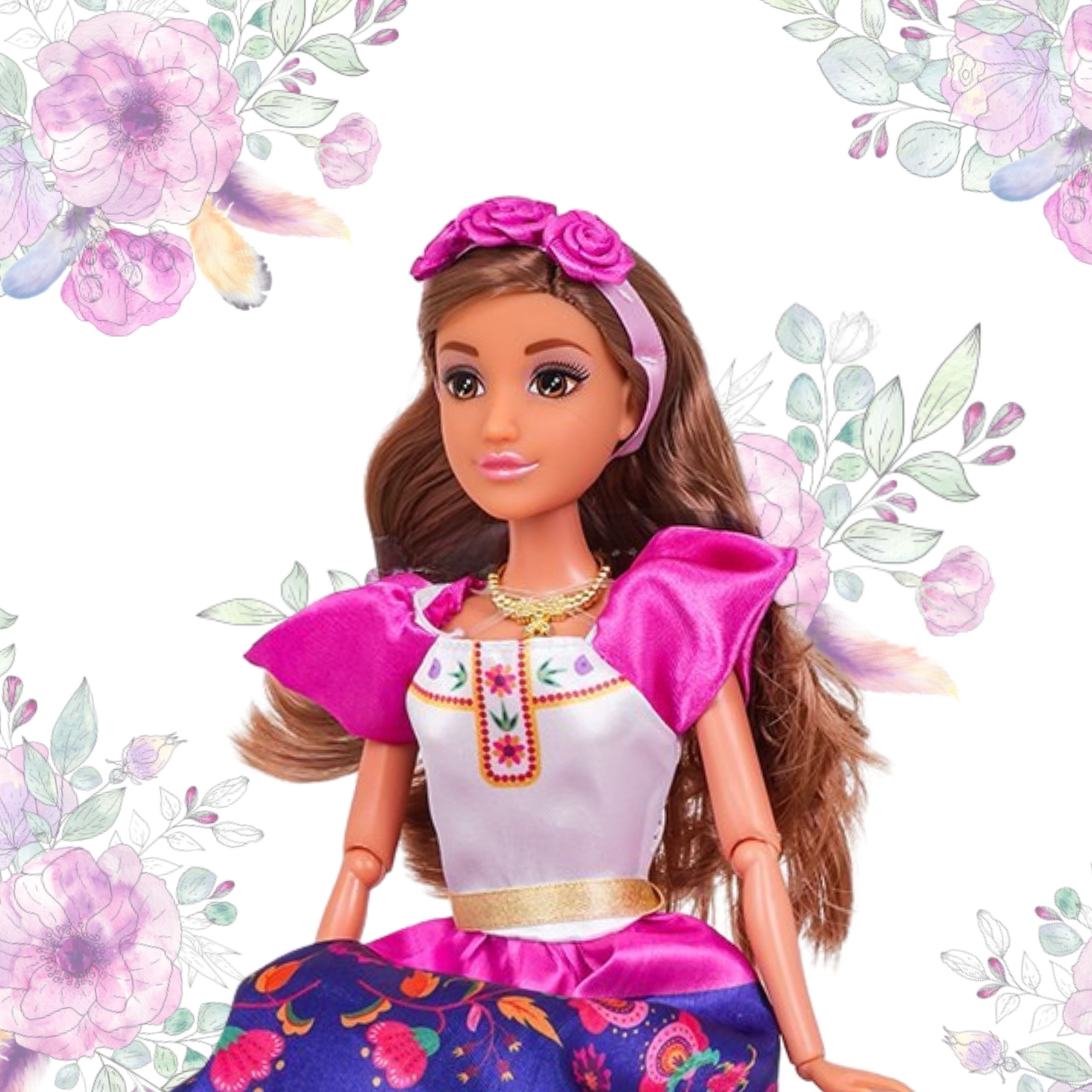 WOOPIE ROYAL Women of the World Dolls Lily Mexican Traditional Floral Dress - Slika 6