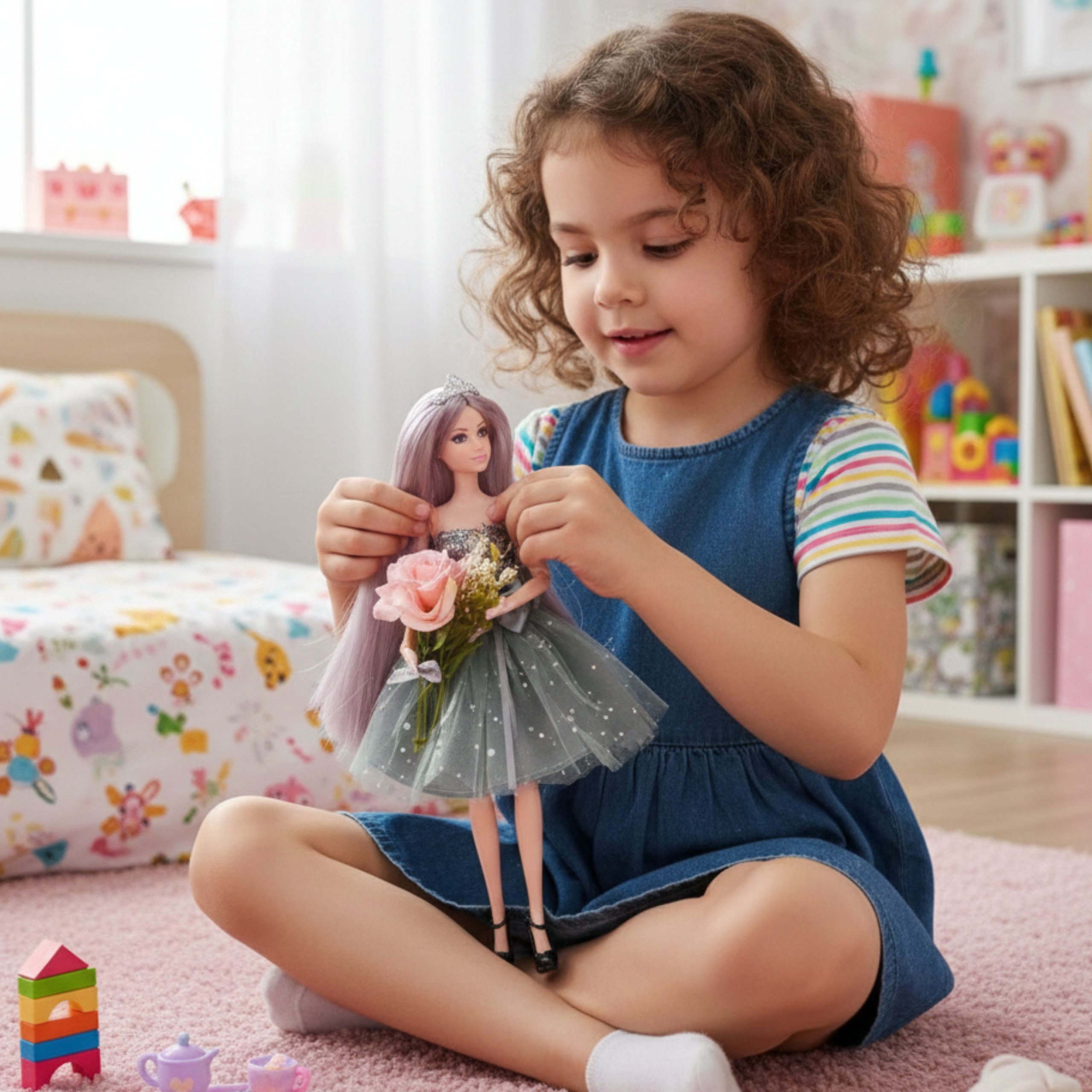 WOOPIE ROYAL Emi Doll in an Elegant Tulle Dress with a Bow and Bouquet - Slika 3
