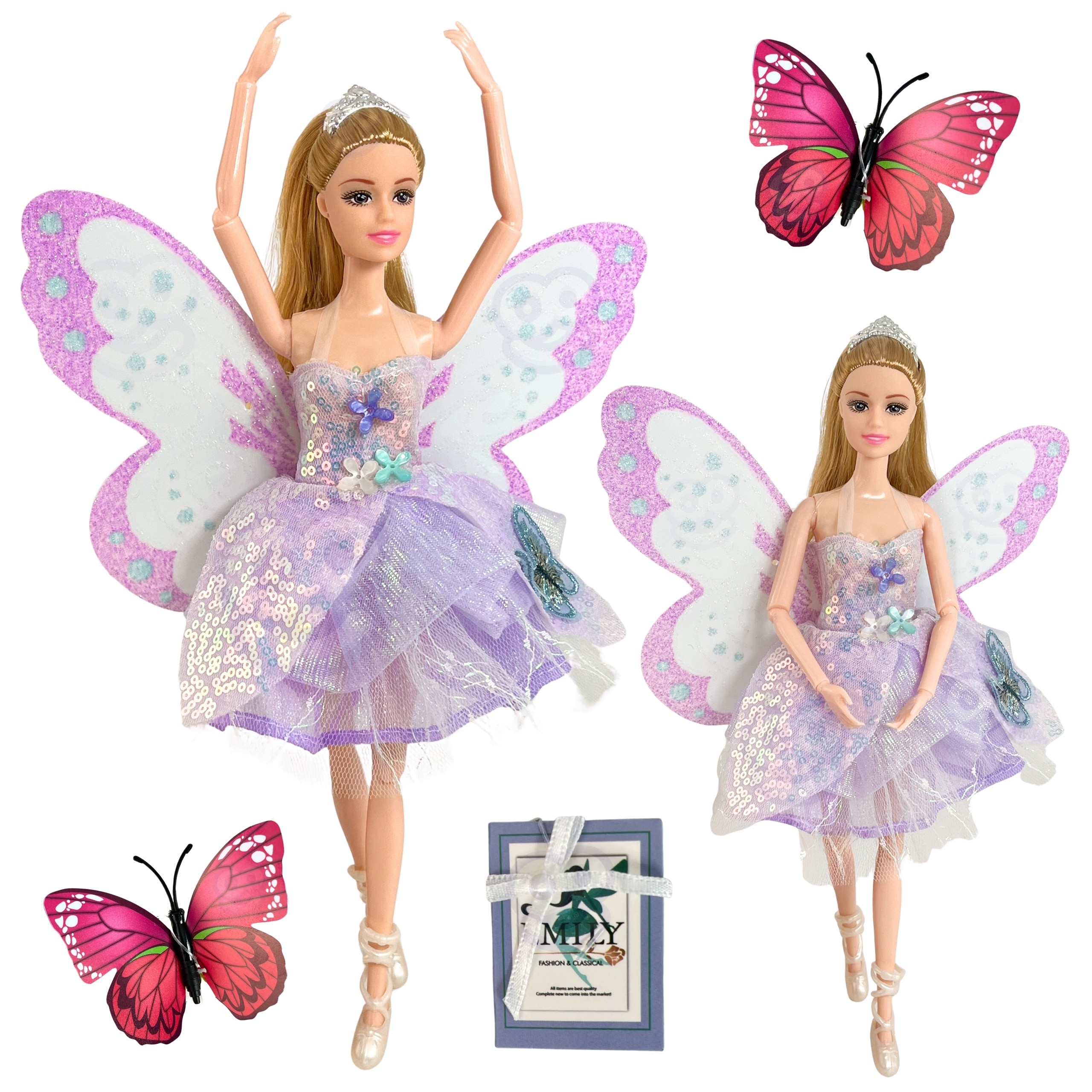 WOOPIE ROYAL EMI Fairy Doll – Fairytale Princess with Butterfly Wings - Slika 4