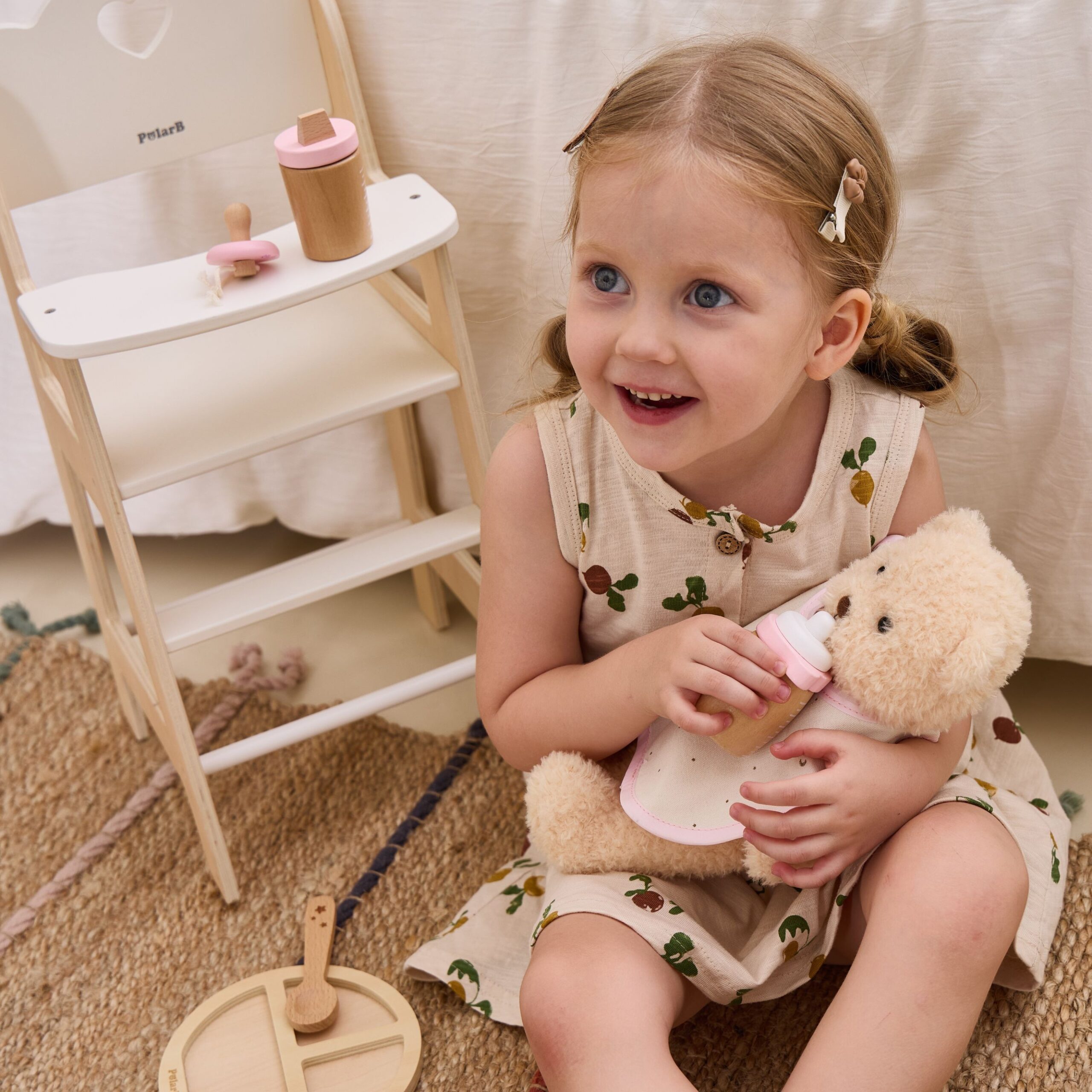 VIGA PolarB White Wooden Feeding Chair for Dolls - Slika 3