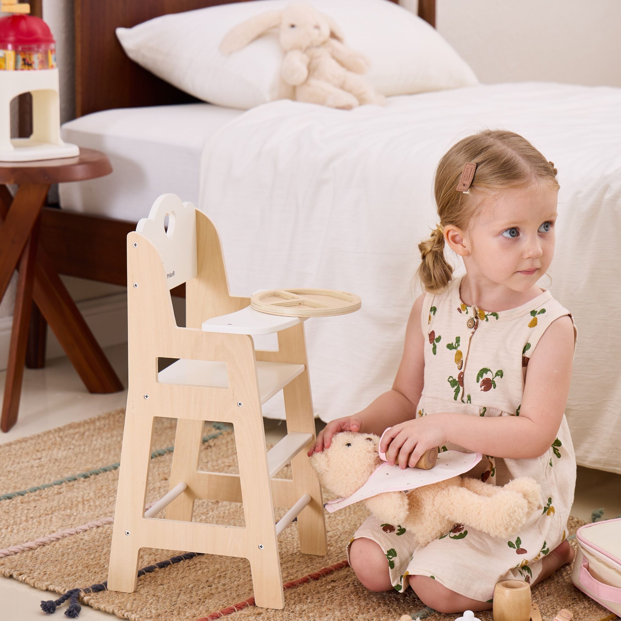 VIGA PolarB White Wooden Feeding Chair for Dolls - Slika 8