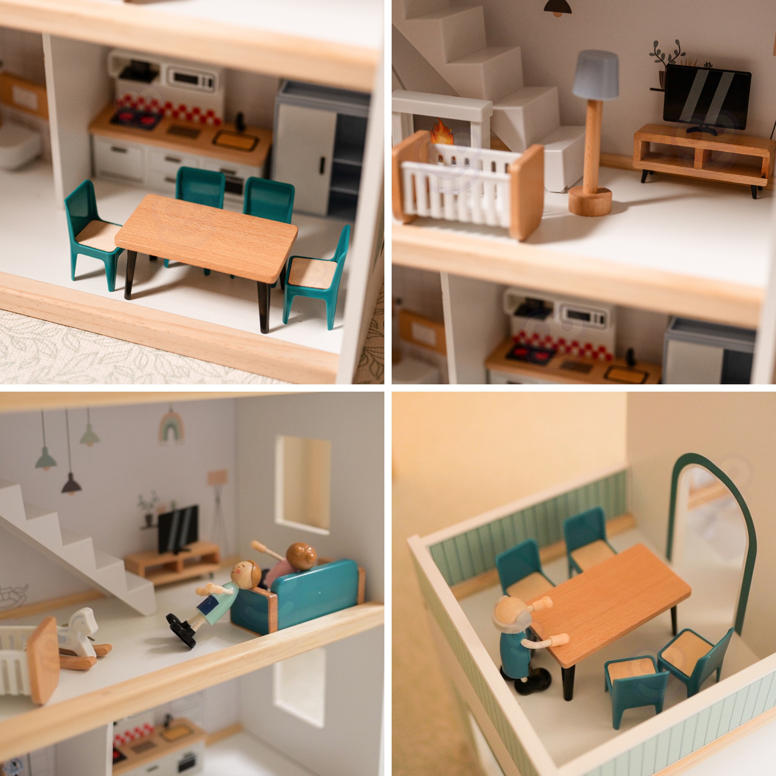 TOOKY TOY Large Wooden Dollhouse + FSC Figures - Slika 5