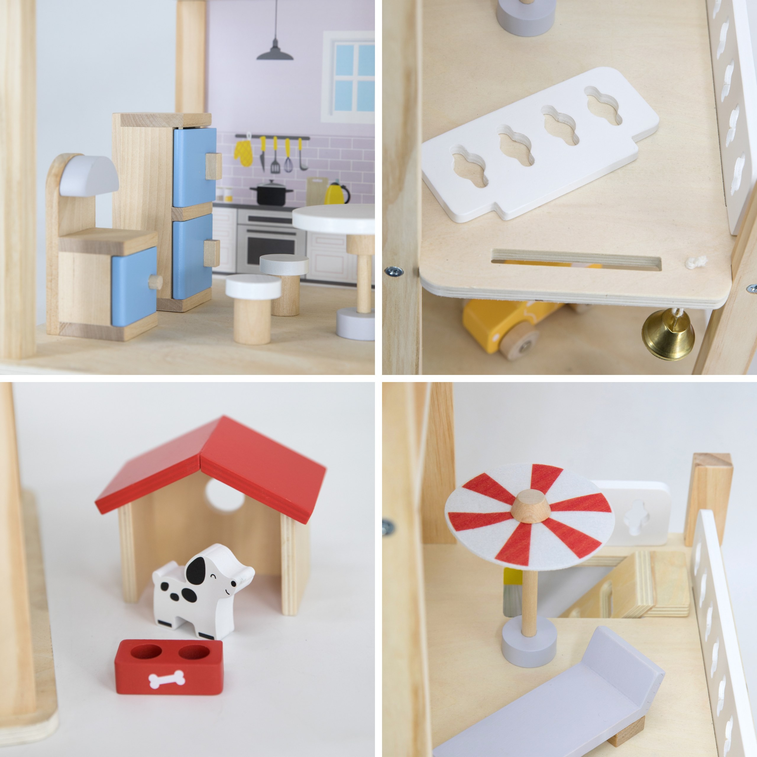 VIGA Wooden Dollhouse Set with Dolls and Accessories - Slika 3