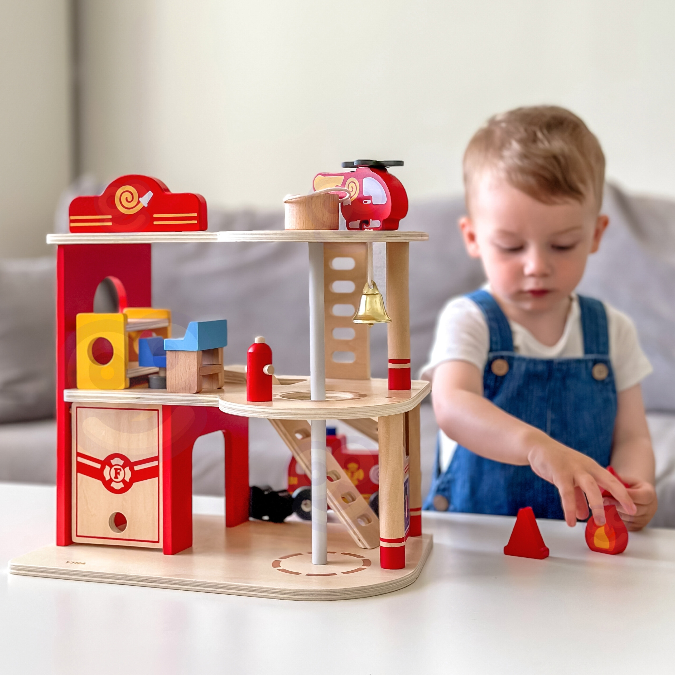 VIGA Wooden Garage Fire Station Set 14 pcs - Slika 3