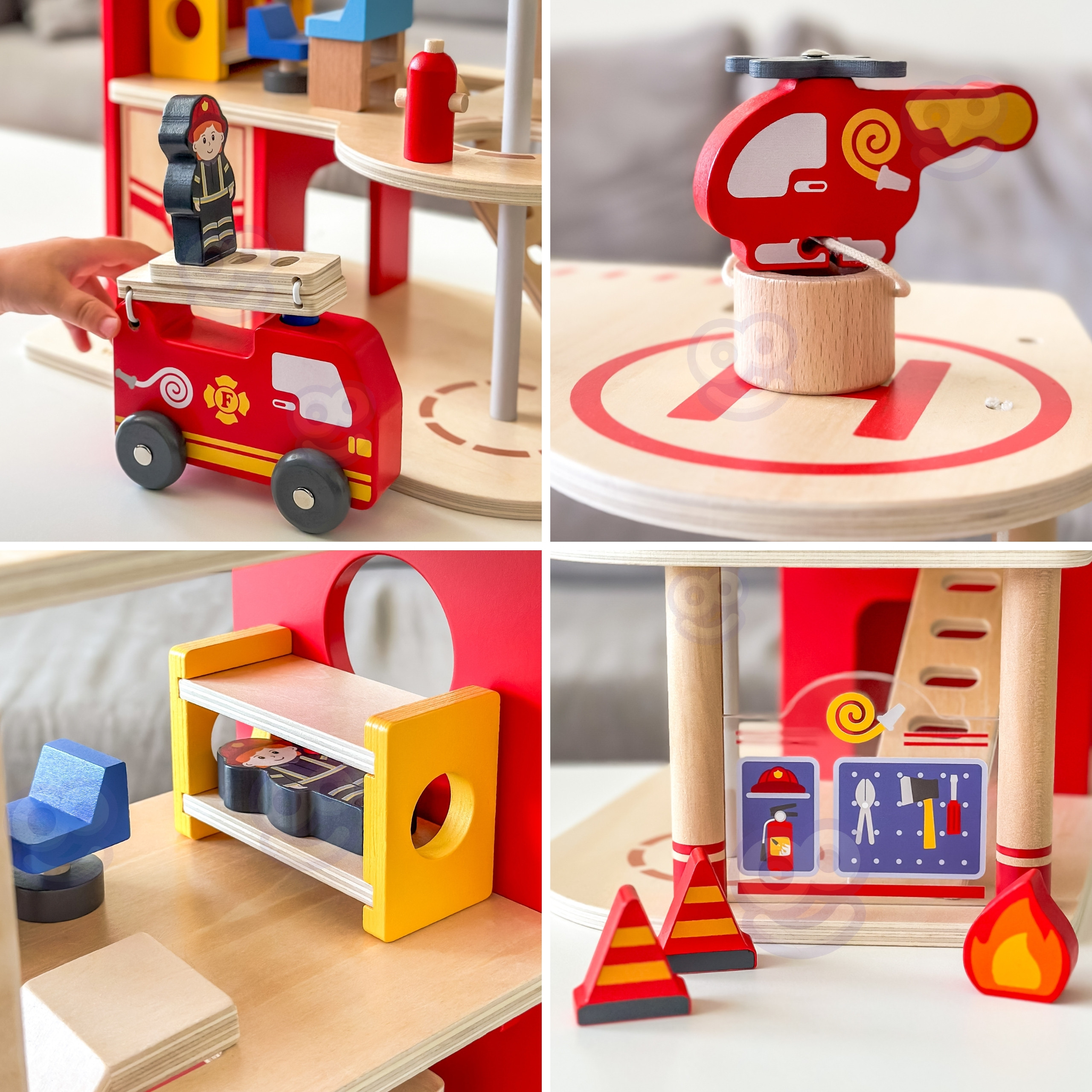 VIGA Wooden Garage Fire Station Set 14 pcs - Slika 4