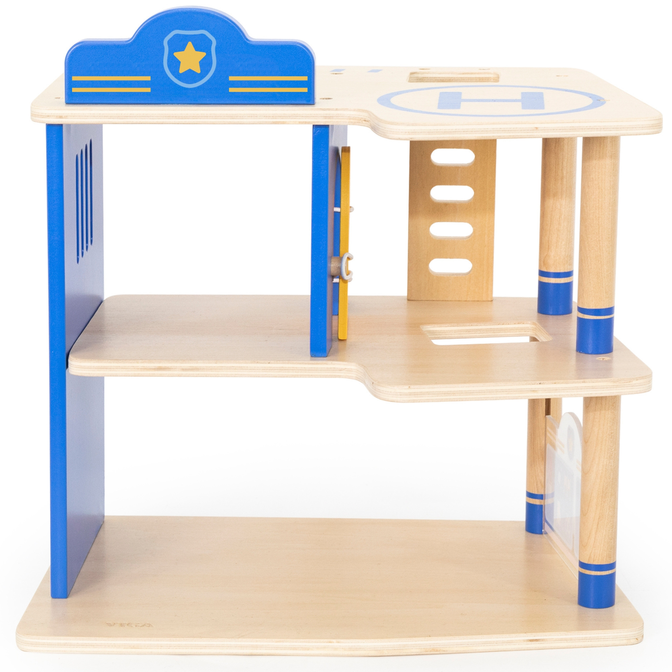 VIGA Wooden Police Station Police Car 3 levels 14 pieces - Slika 8