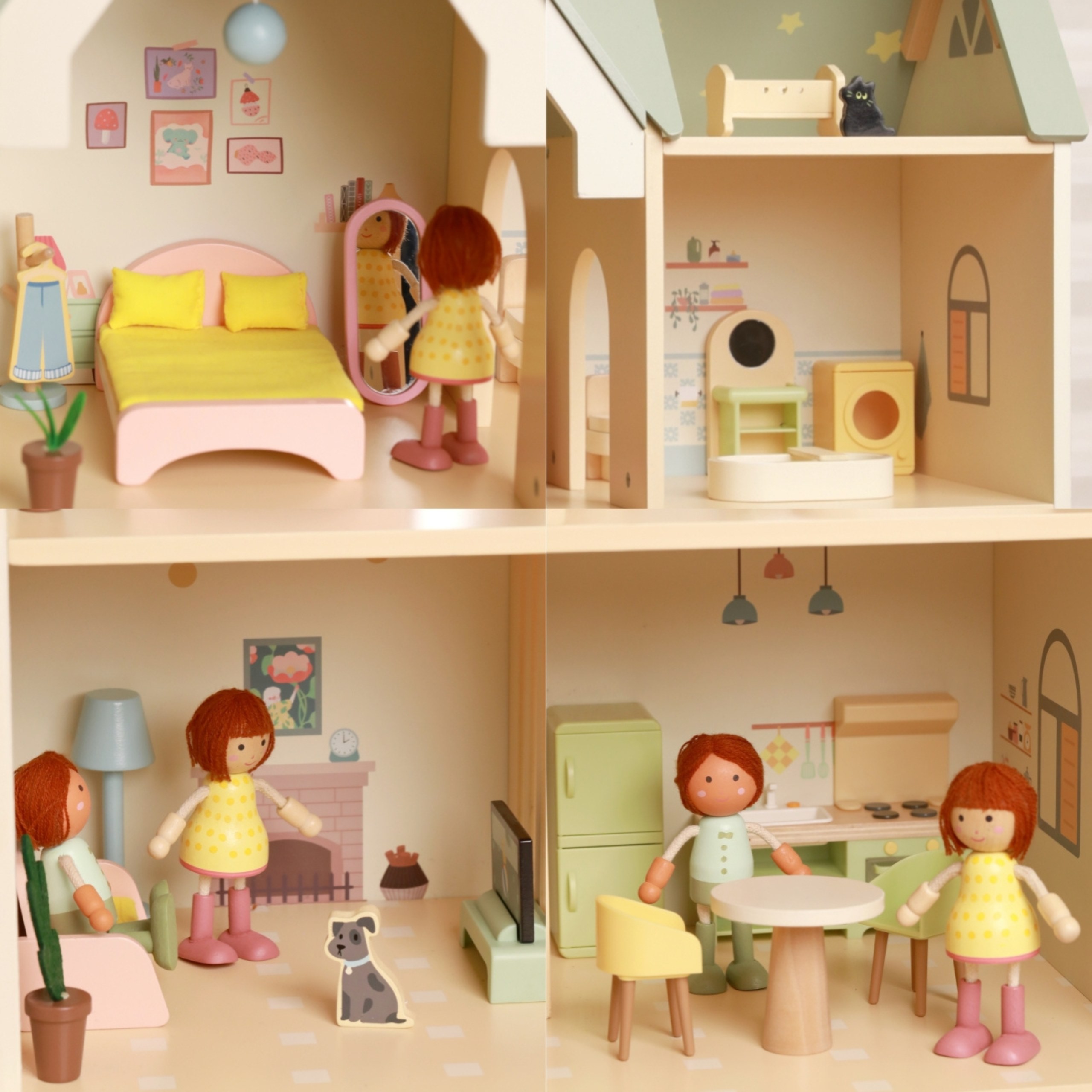 CLASSIC WORLD Large Wooden Dollhouse with Furniture - Slika 6