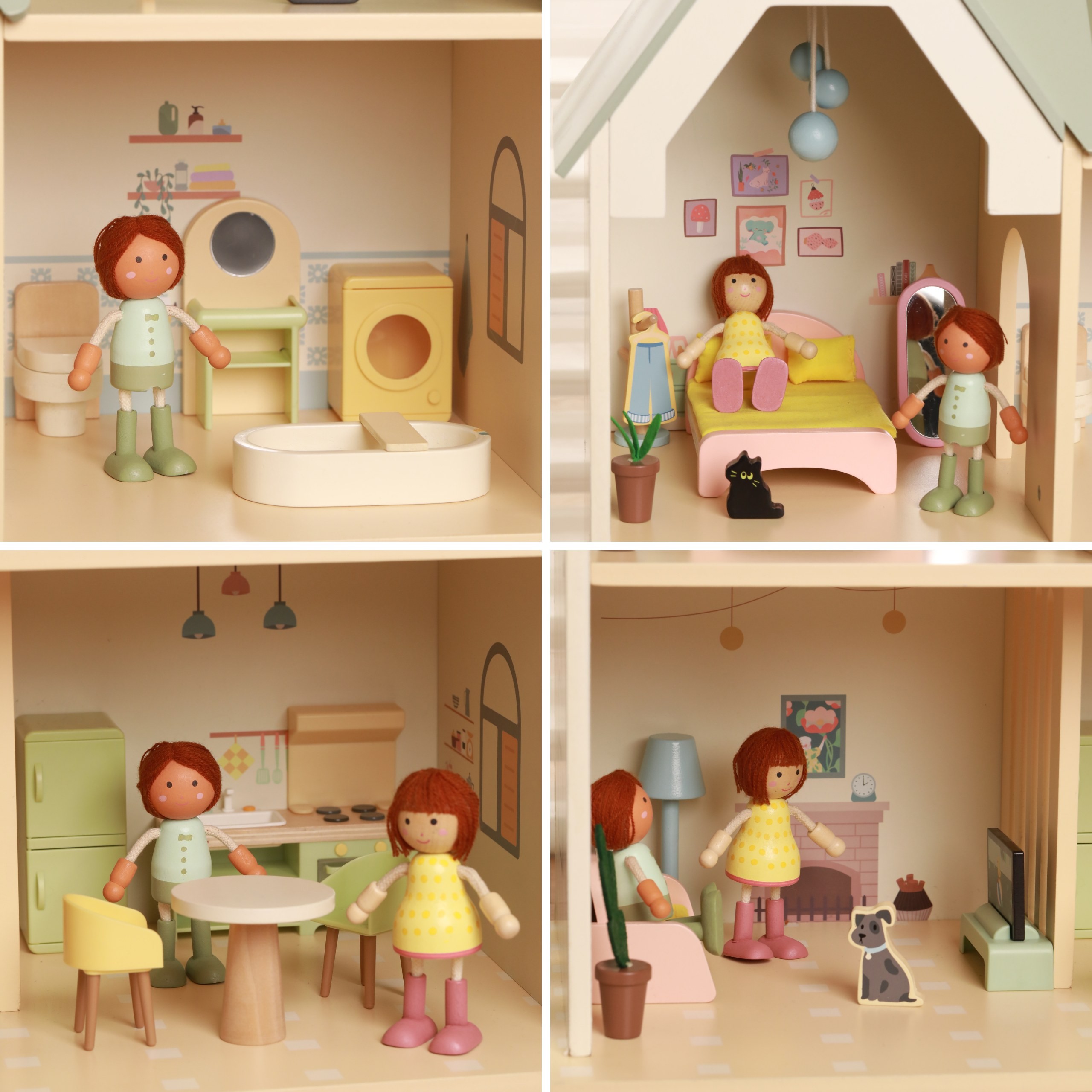 CLASSIC WORLD Large Wooden Dollhouse with Furniture - Slika 7