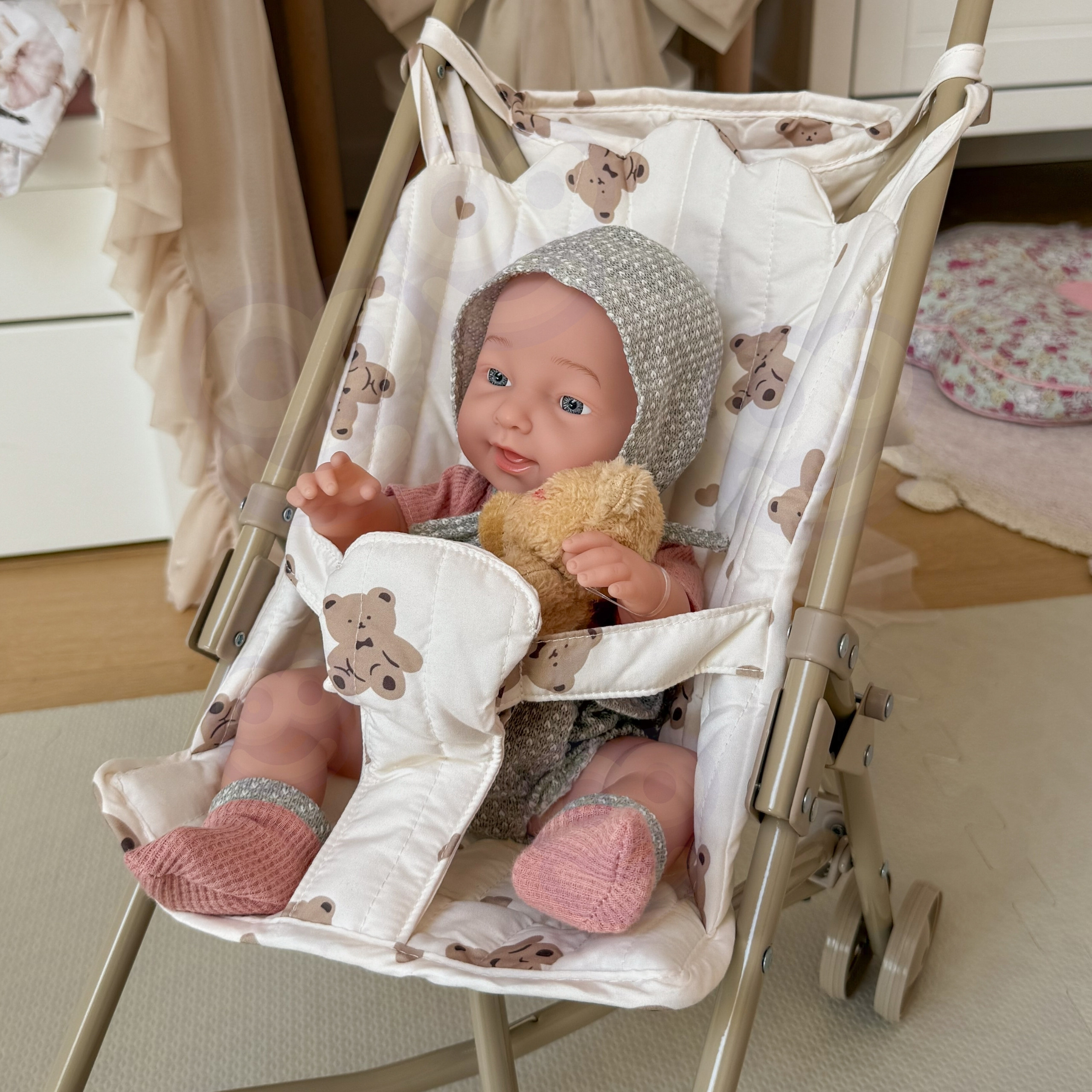 WOOPIE ROYAL Vintage Teddy Bear Doll Stroller - Slika 3