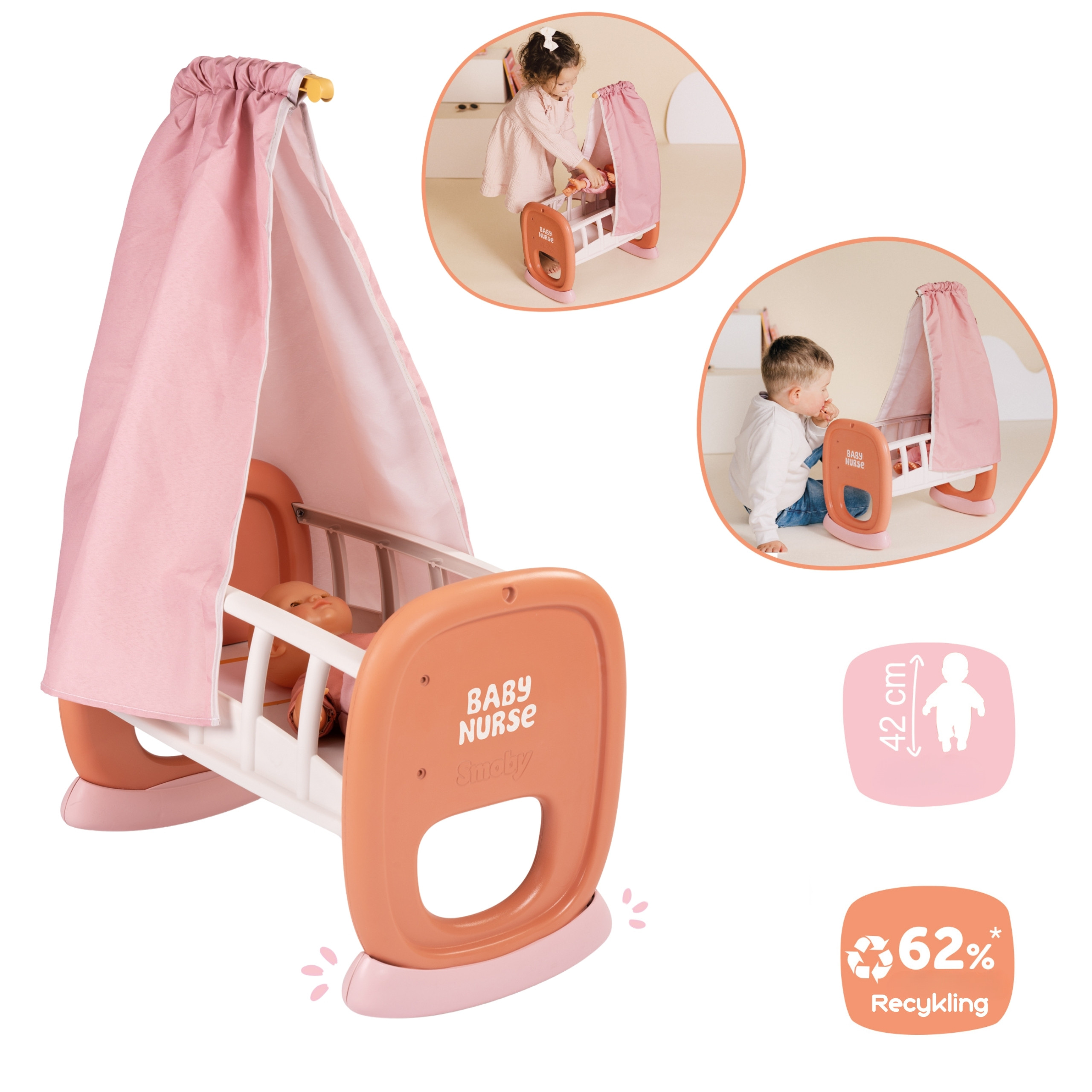 Smoby Baby Nurse Cradle with Canopy - Slika 7