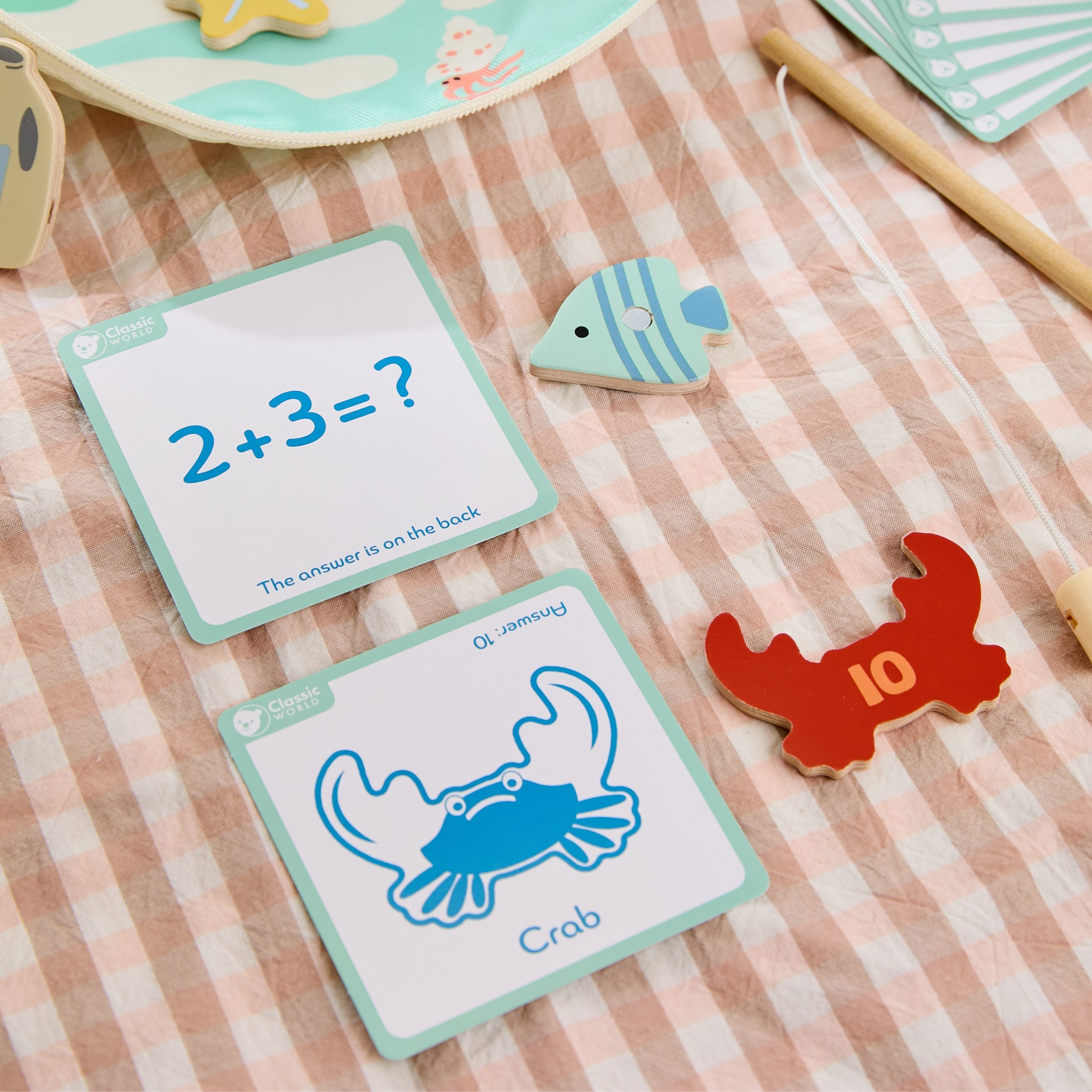 CLASSIC WORLD Educational Magnetic Fishing Game with Counting Cards 35 pcs. - Slika 5