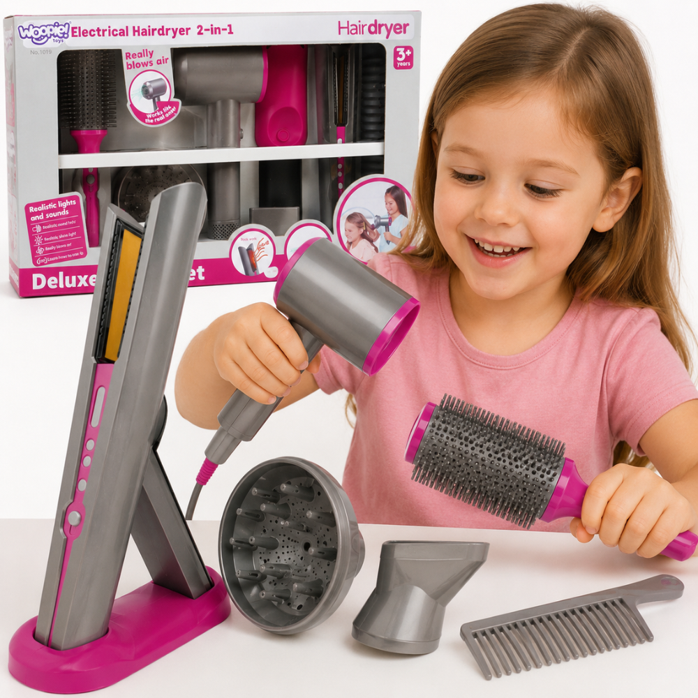 WOOPIE Little Hairdresser's Set Hair Dryer Straightener Accessories