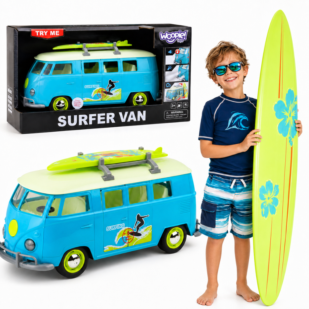 WOOPIE Classic Surf Bus Car with Lights and Sound Model 1:14