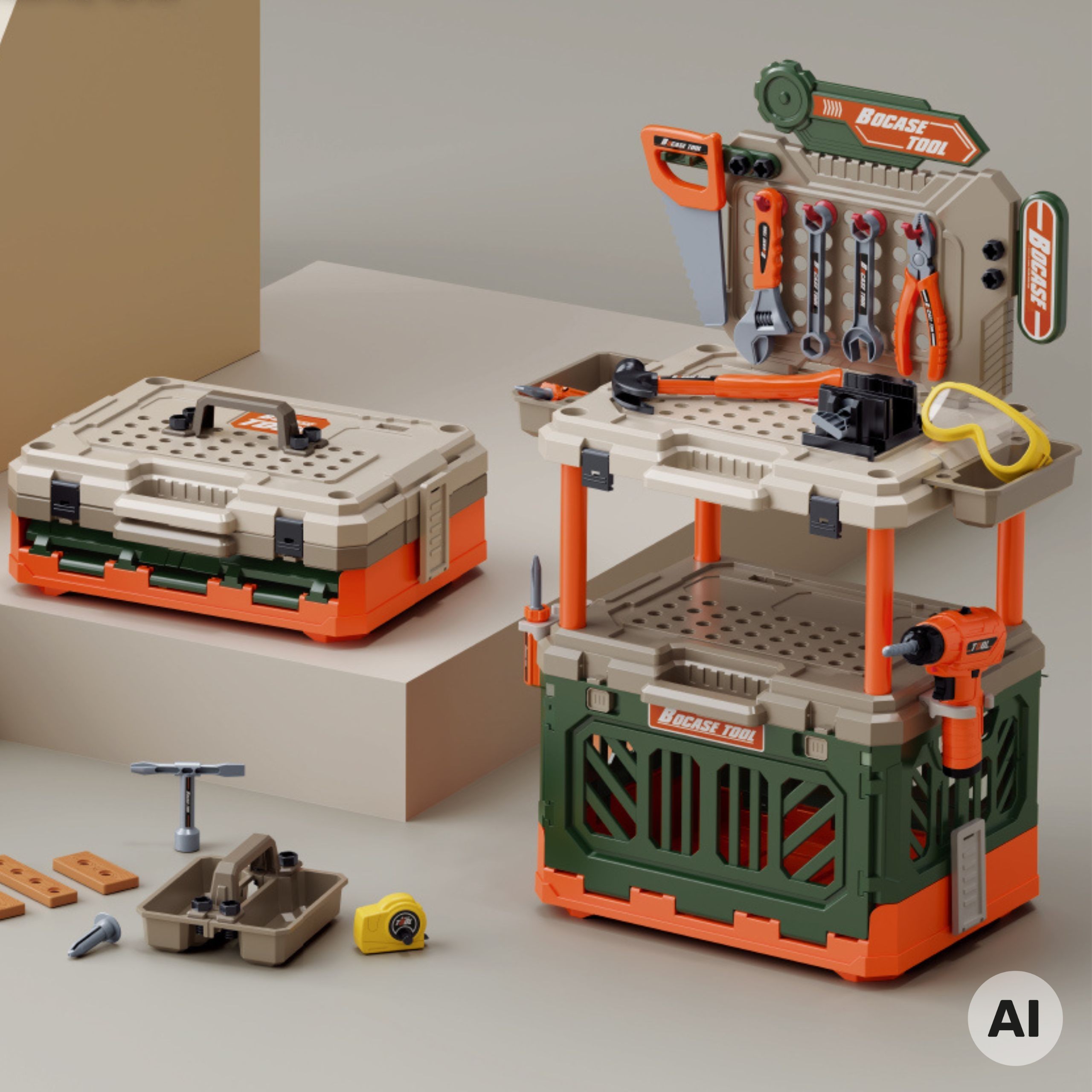 WOOPIE 4-in-1 Workshop for Little Handyman Battery-Powered Drill Accessories 90pcs. - Slika 3