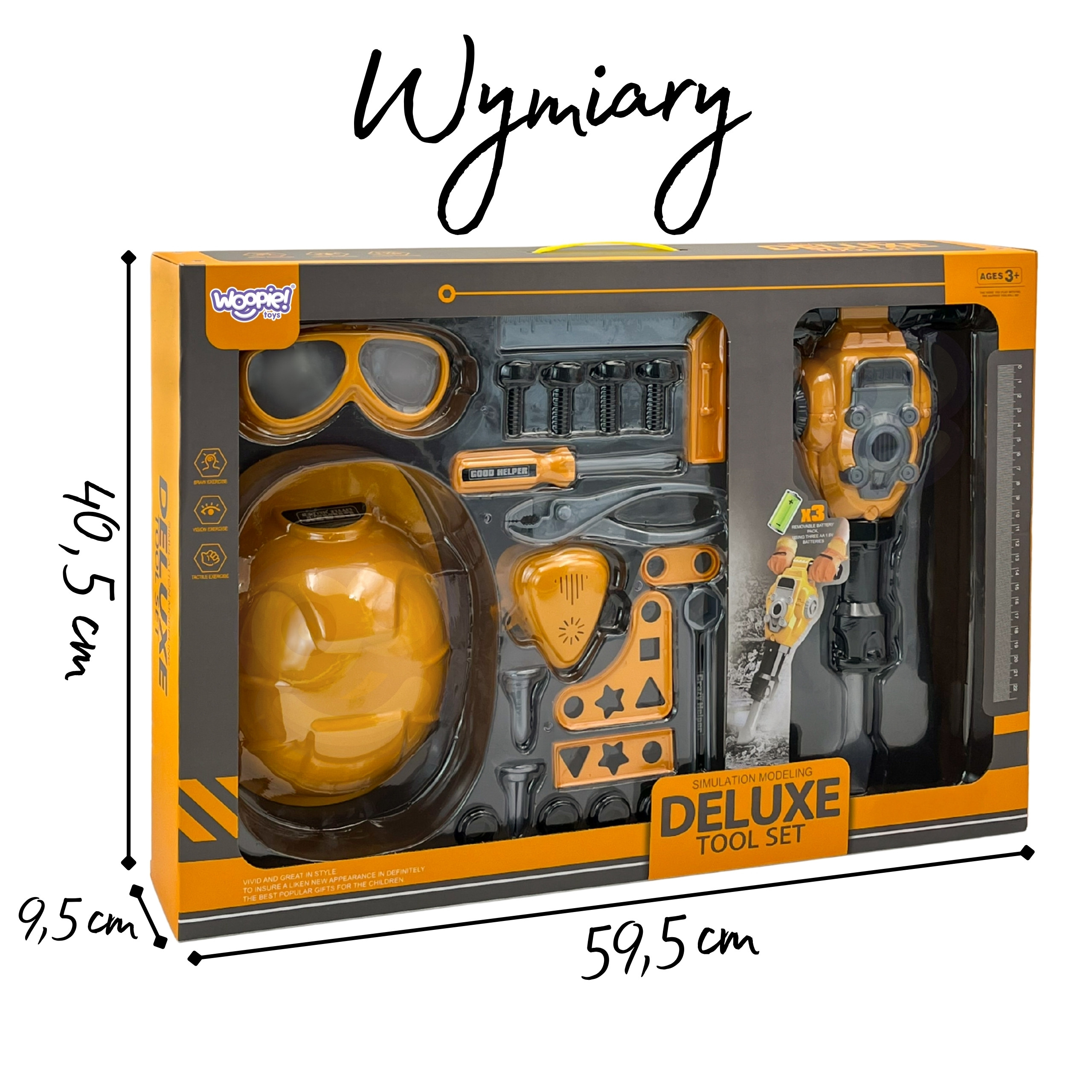 WOOPIE Little Handyman Tool Set Goggles Helmet Pneumatic Hammer 21 pcs. - Slika 6