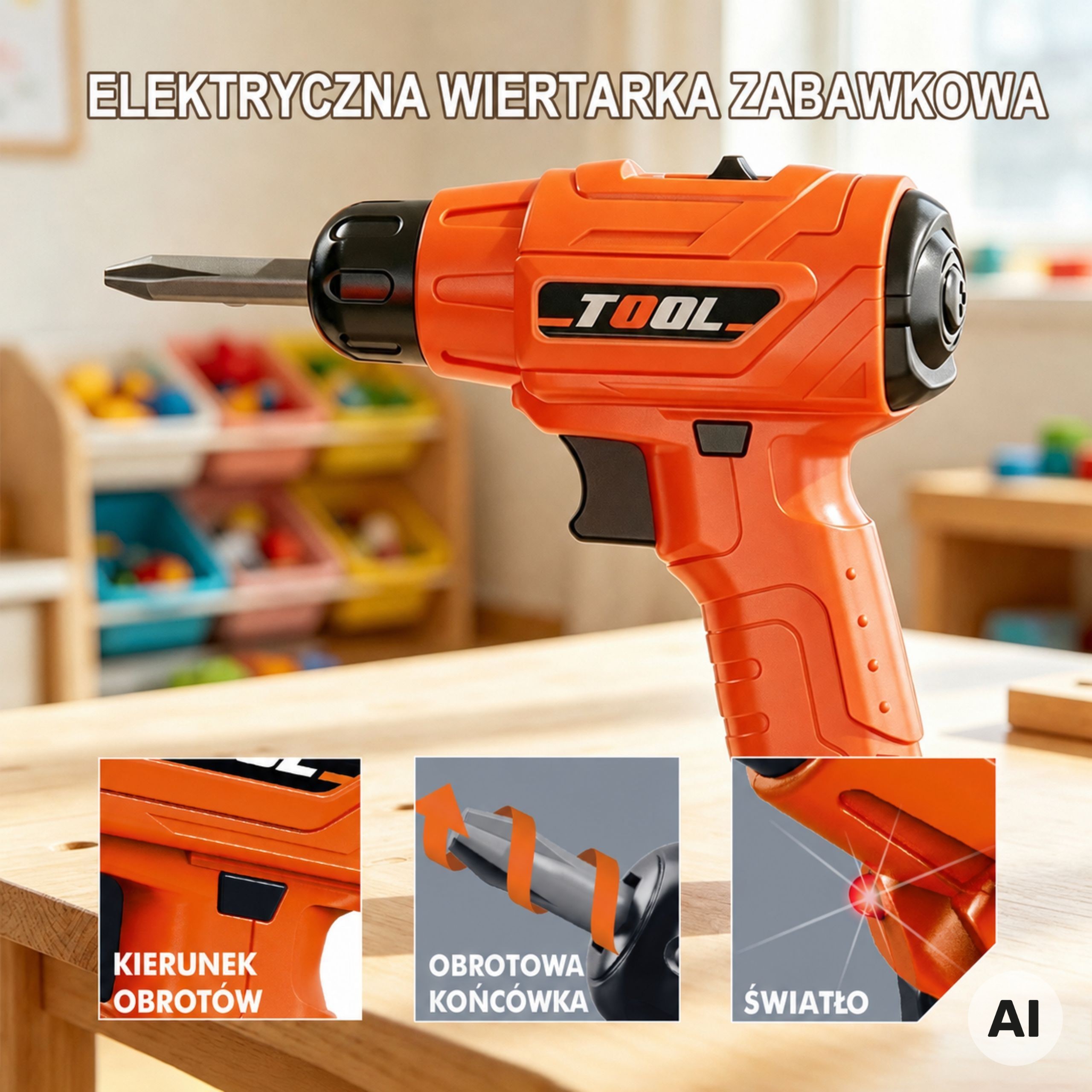 WOOPIE Tool Set in a Case 78 Pieces for Little Handyman Battery-Powered Drill and Light - Slika 4