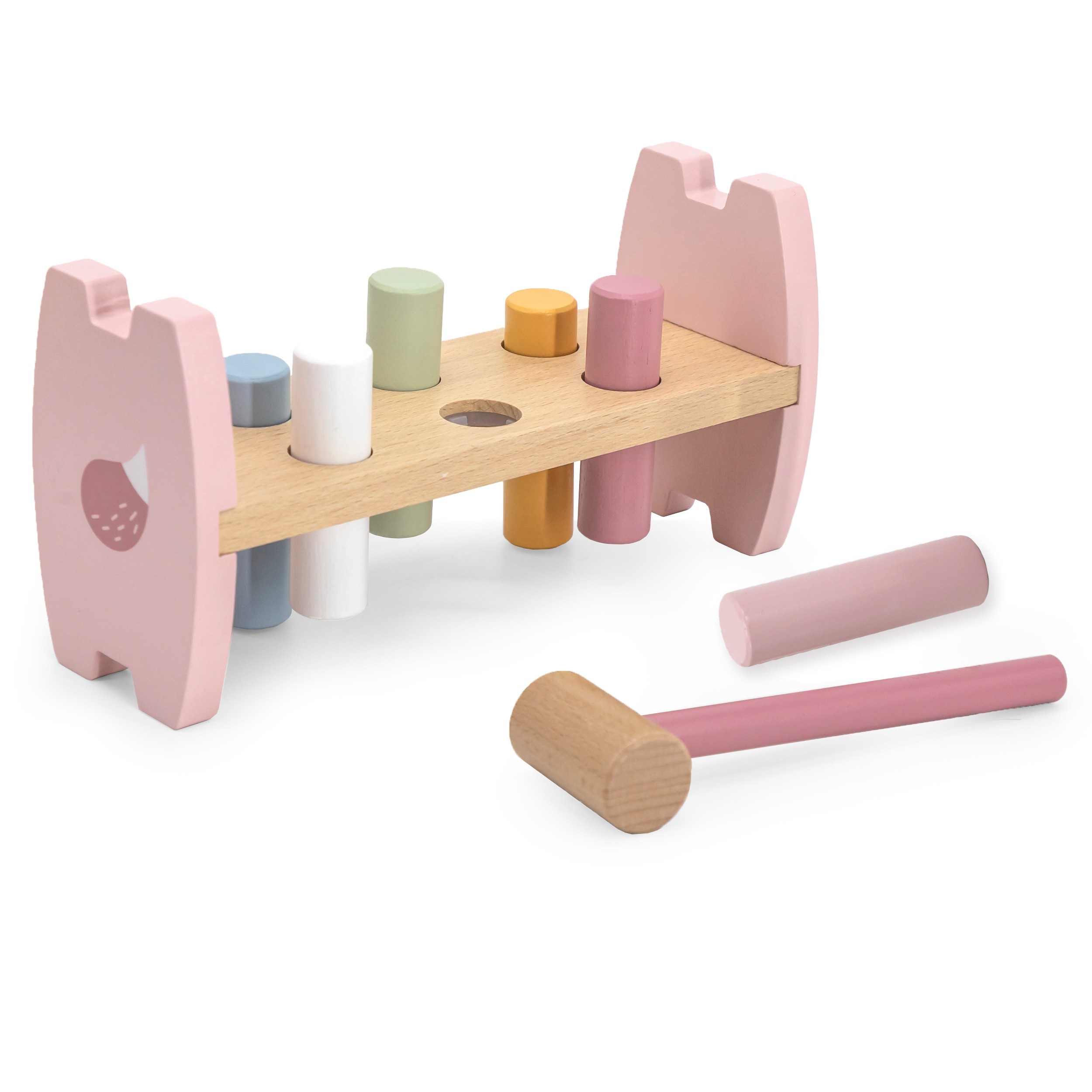 Viga PolarB Wooden Punching Toy with Hammer Fox Montessori - Slika 5