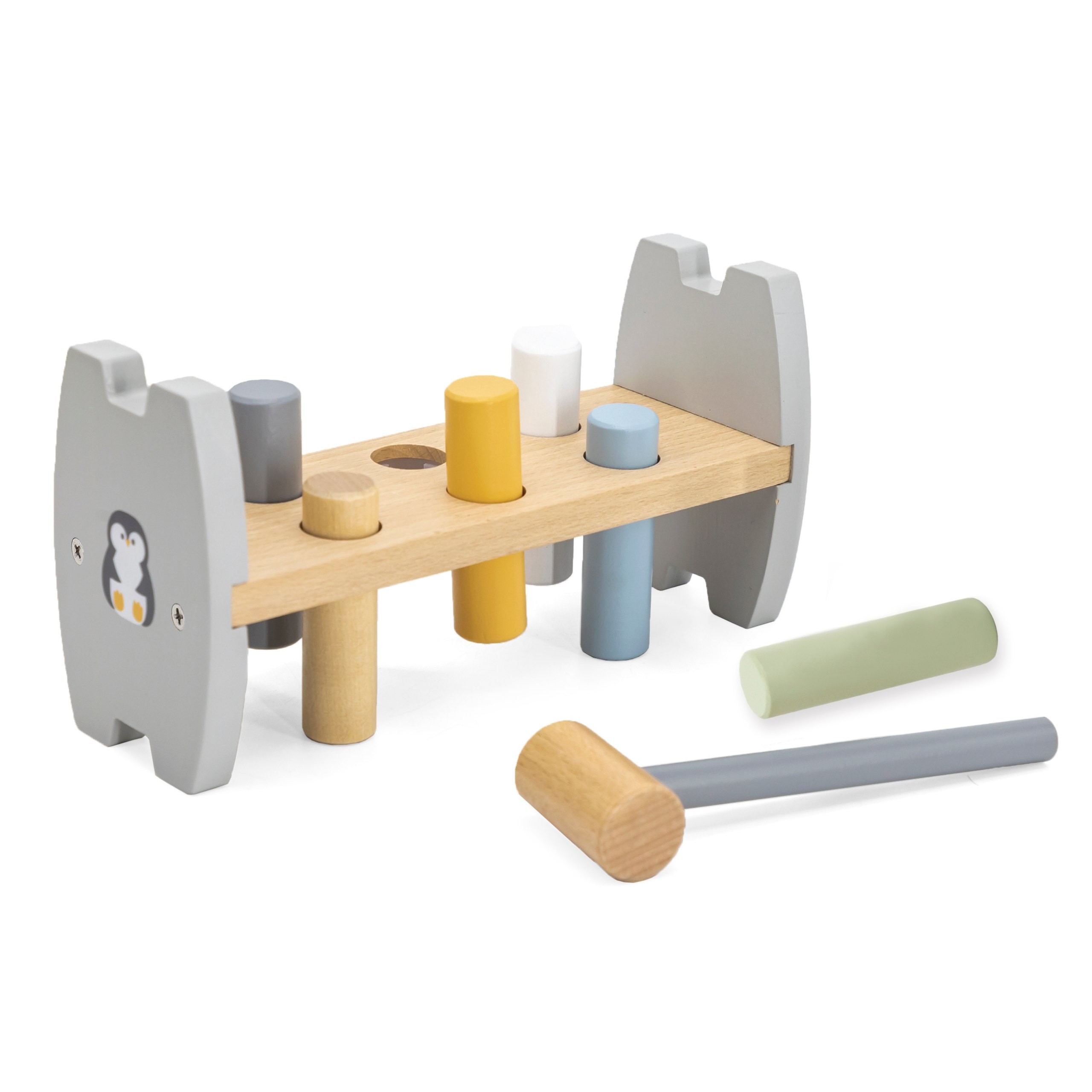 Viga PolarB Wooden Penguin Montessori Hammer Punch - Slika 6