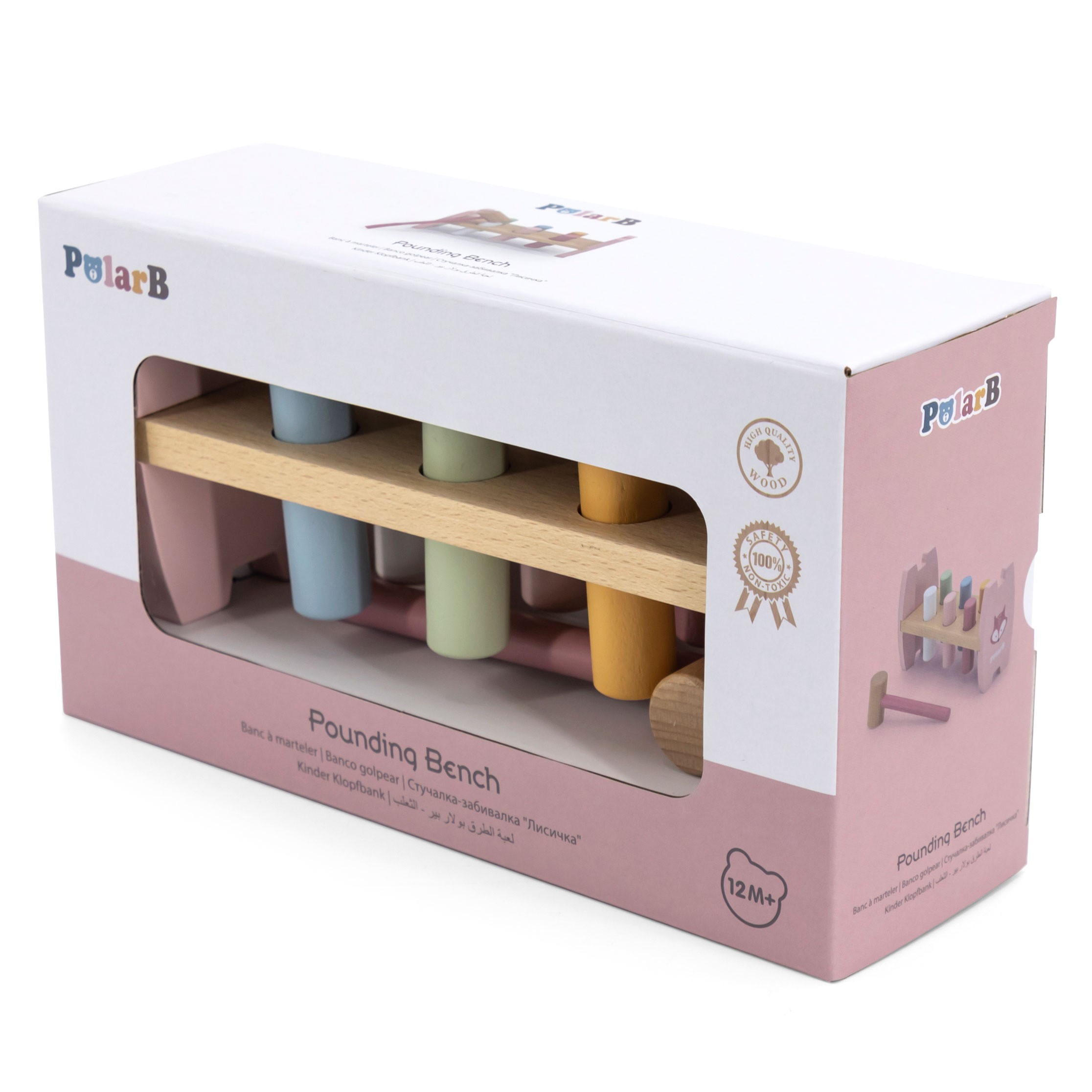 Viga PolarB Wooden Punching Toy with Hammer Fox Montessori - Slika 7