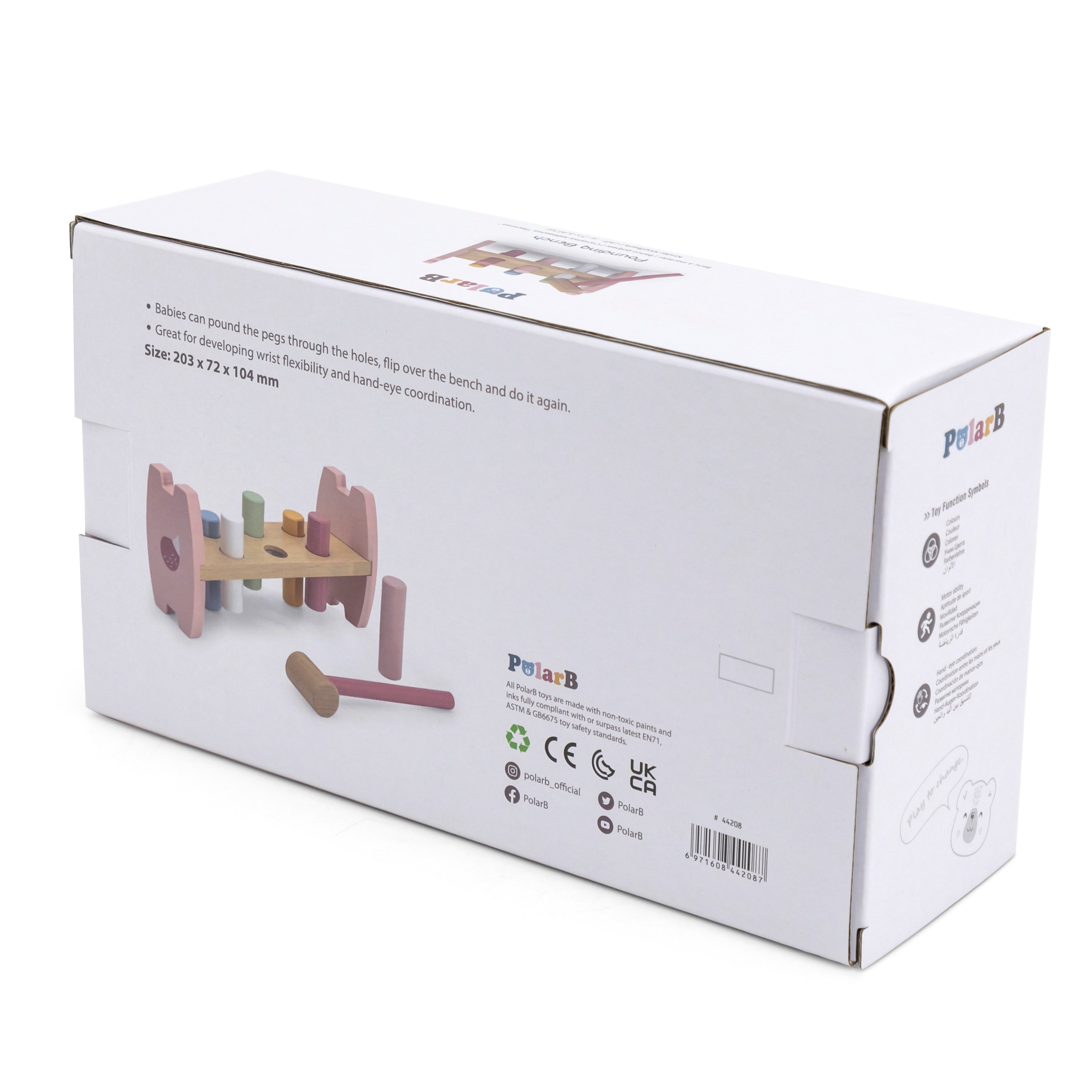 Viga PolarB Wooden Punching Toy with Hammer Fox Montessori - Slika 8
