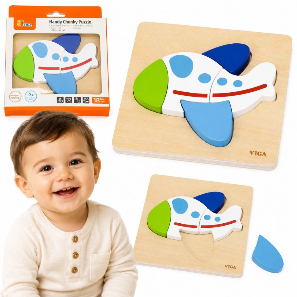 VIGA Wooden Puzzle – Colorful Airplane - Slika 2