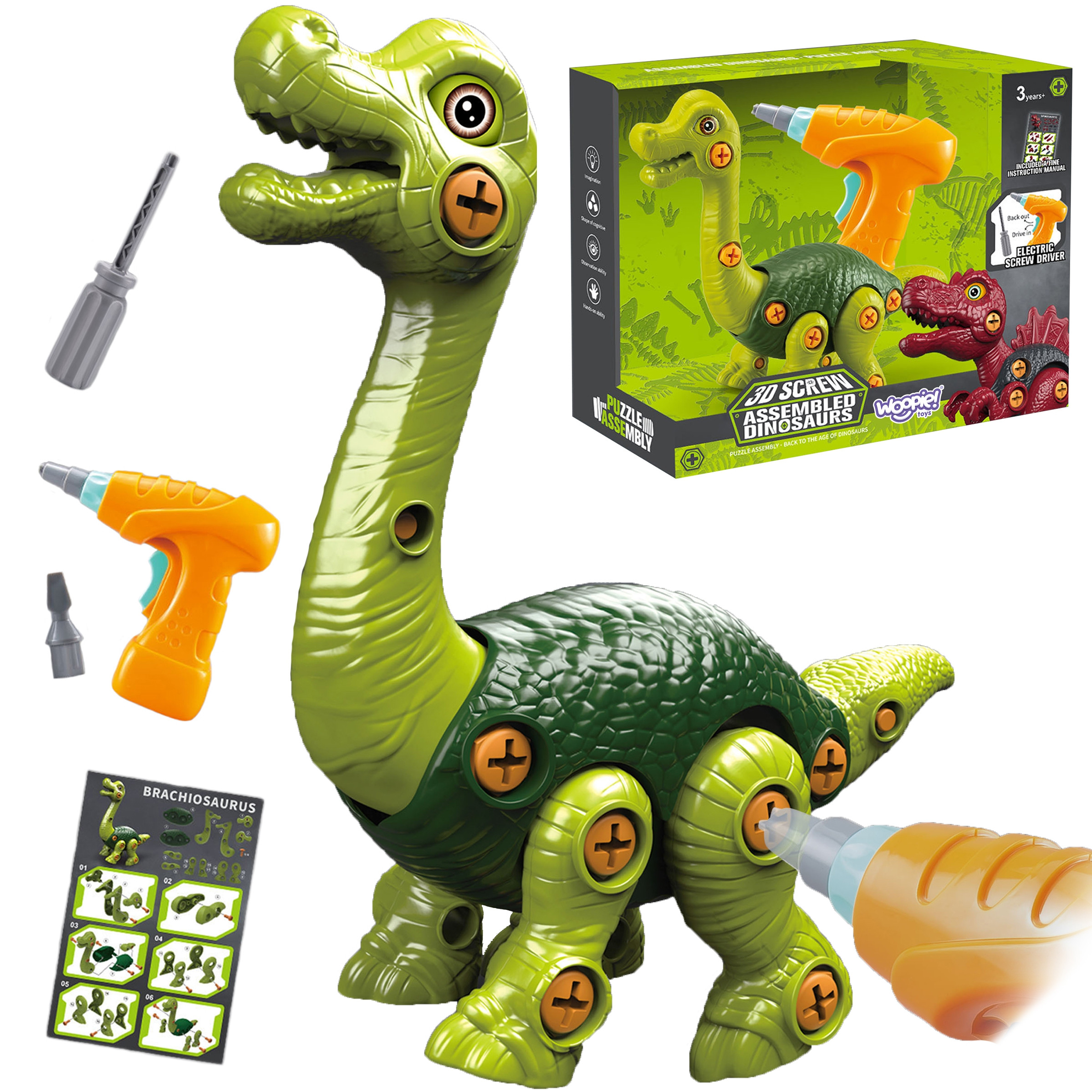 WOOPIE Dinosaur Screwing Construction Set + Drill 31 pcs.