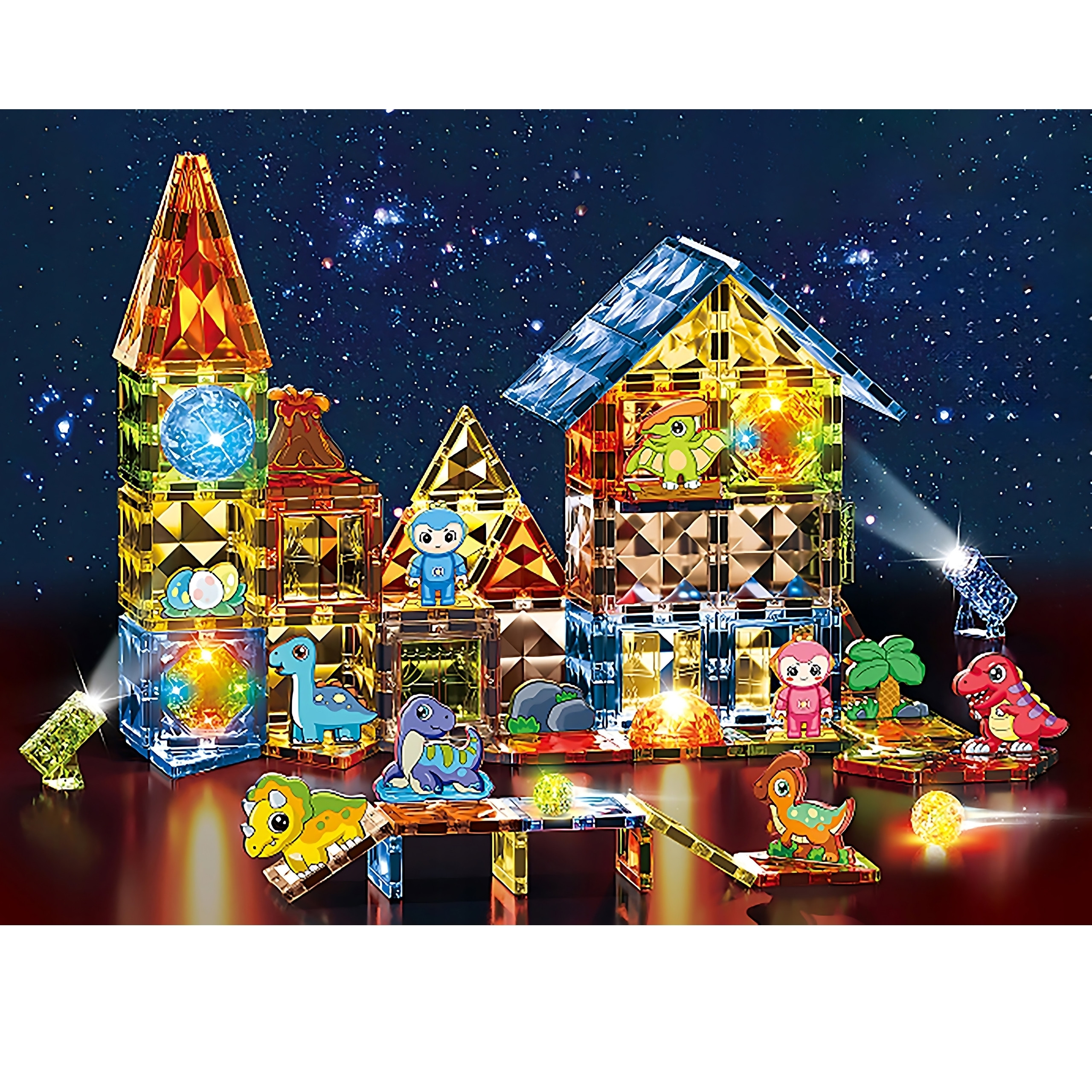 WOOPIE Magnetic Construction Blocks Glowing 3D Dinosaur Park 124pcs. - Slika 8