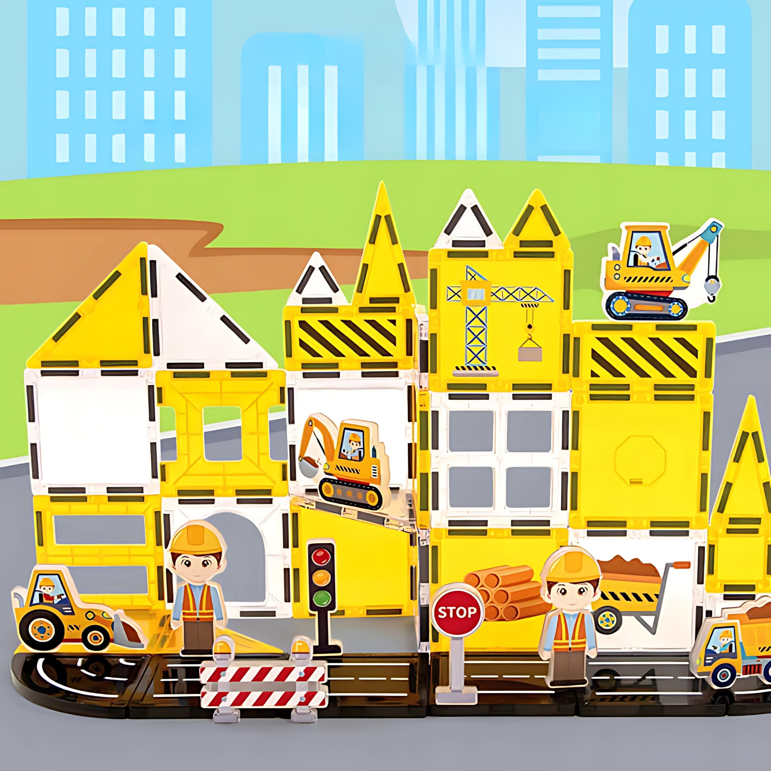 WOOPIE Magnetic Building Blocks 7.5 cm Construction Site STEAM 47 pcs. - Slika 4