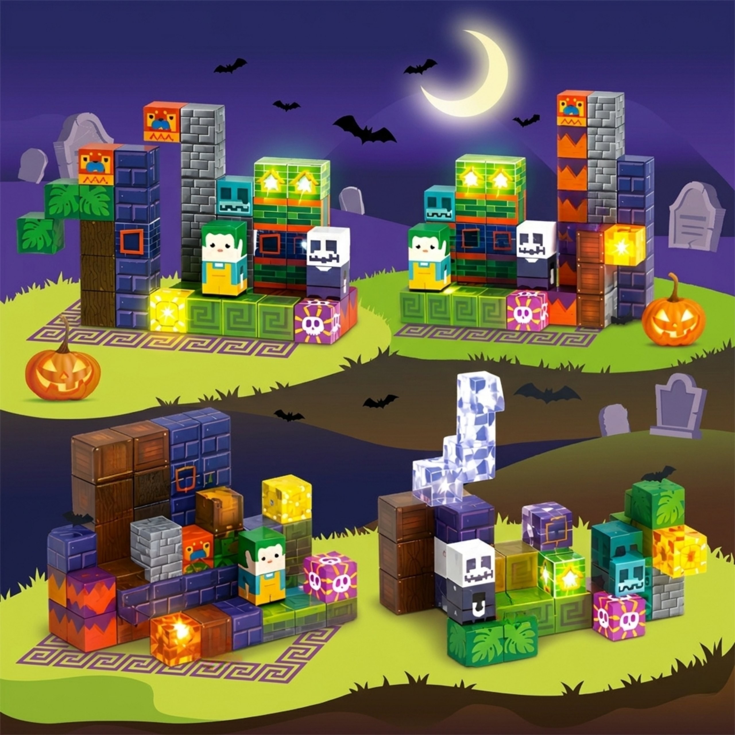 WOOPIE Magnetic Blocks Glowing Halloween 63 pcs. - Slika 4