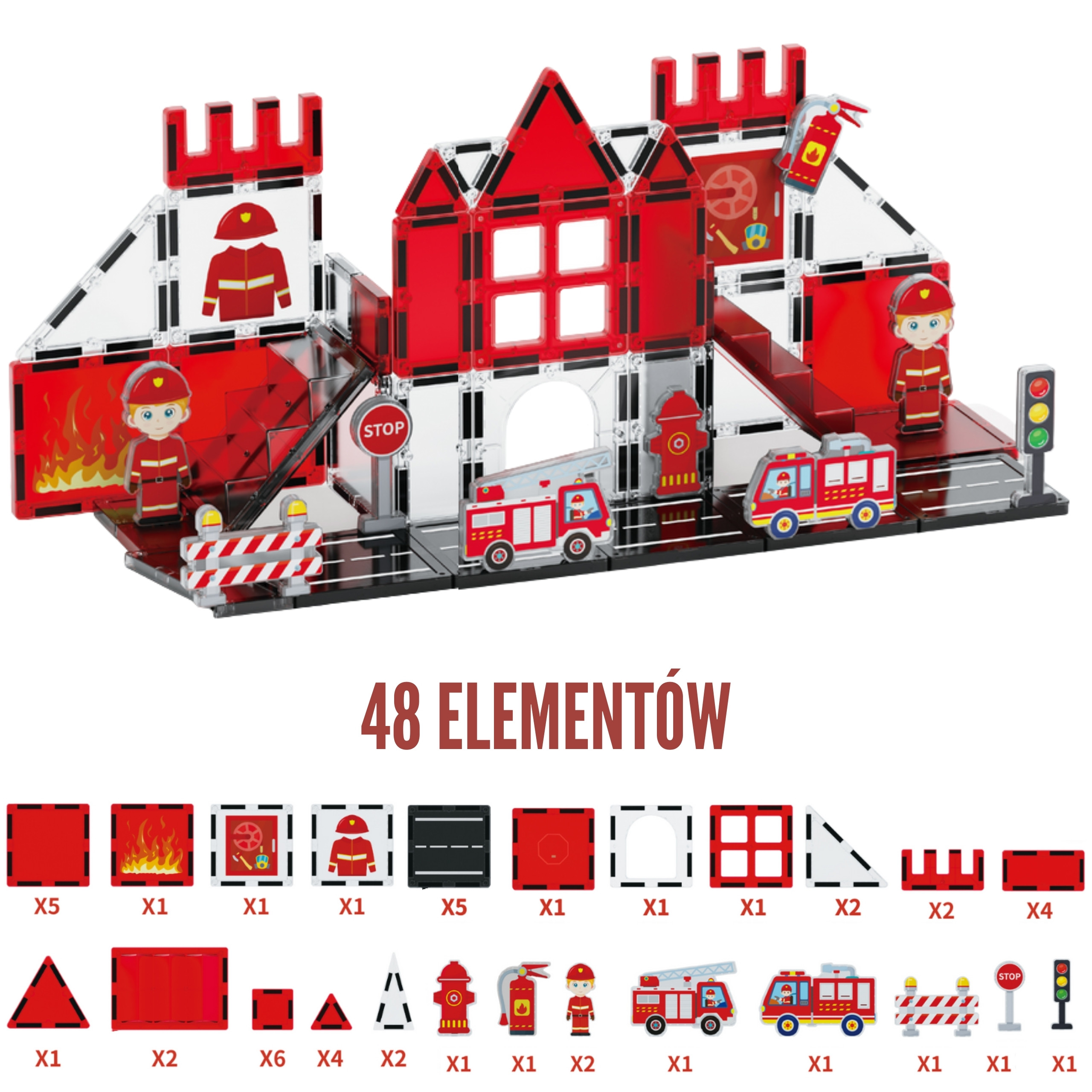 WOOPIE Magnetic Blocks 3D Fire Department Set 48 pcs. - Slika 7