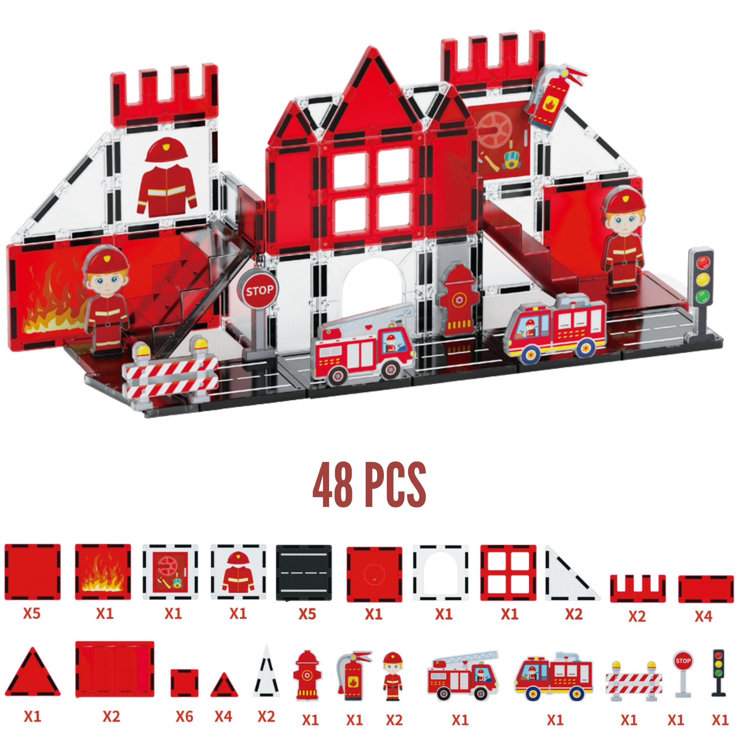 WOOPIE Magnetic Blocks 3D Fire Department Set 48 pcs. - Slika 8