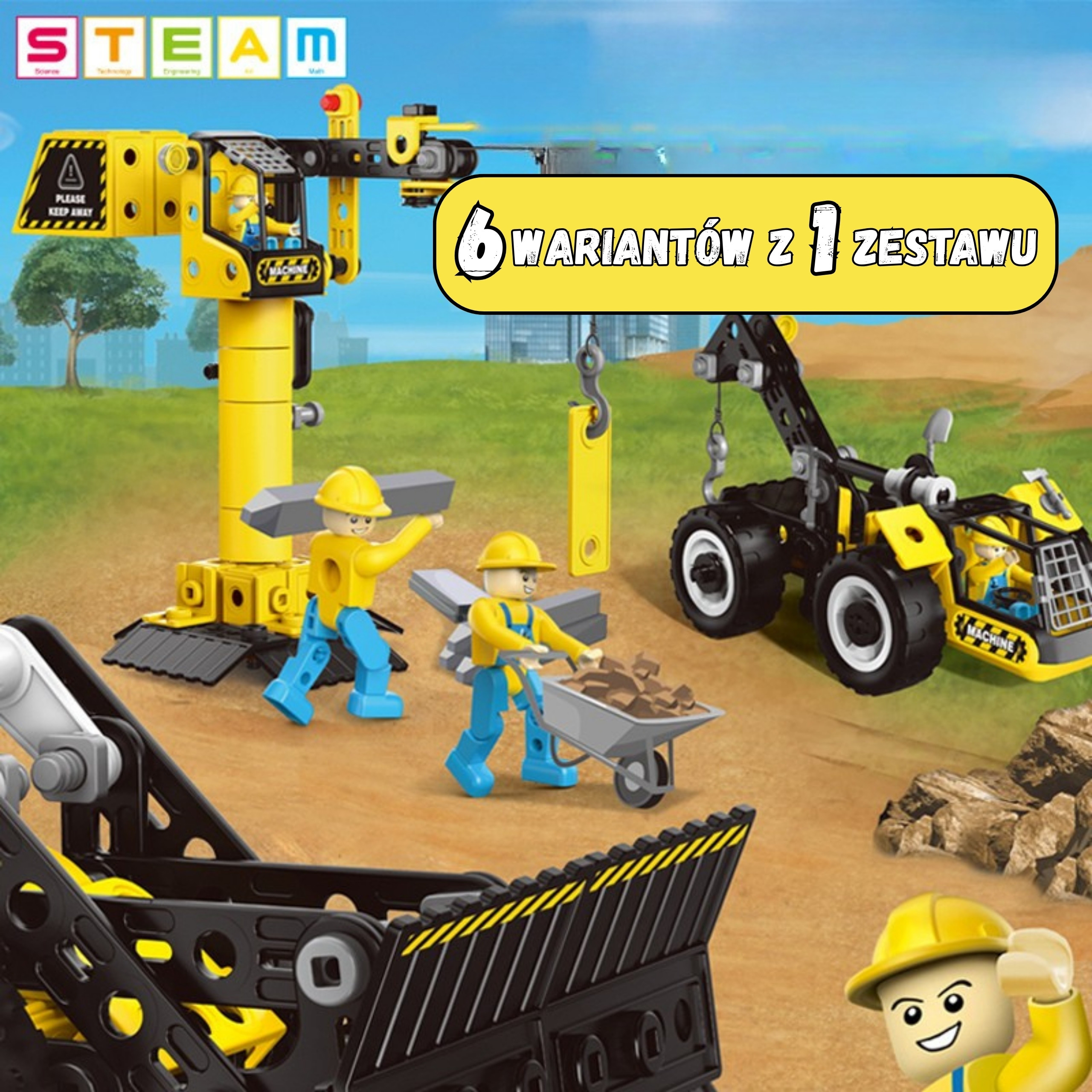 WOOPIE Construction Set STEAM Construction Vehicles 6in1 223 pcs. - Slika 6