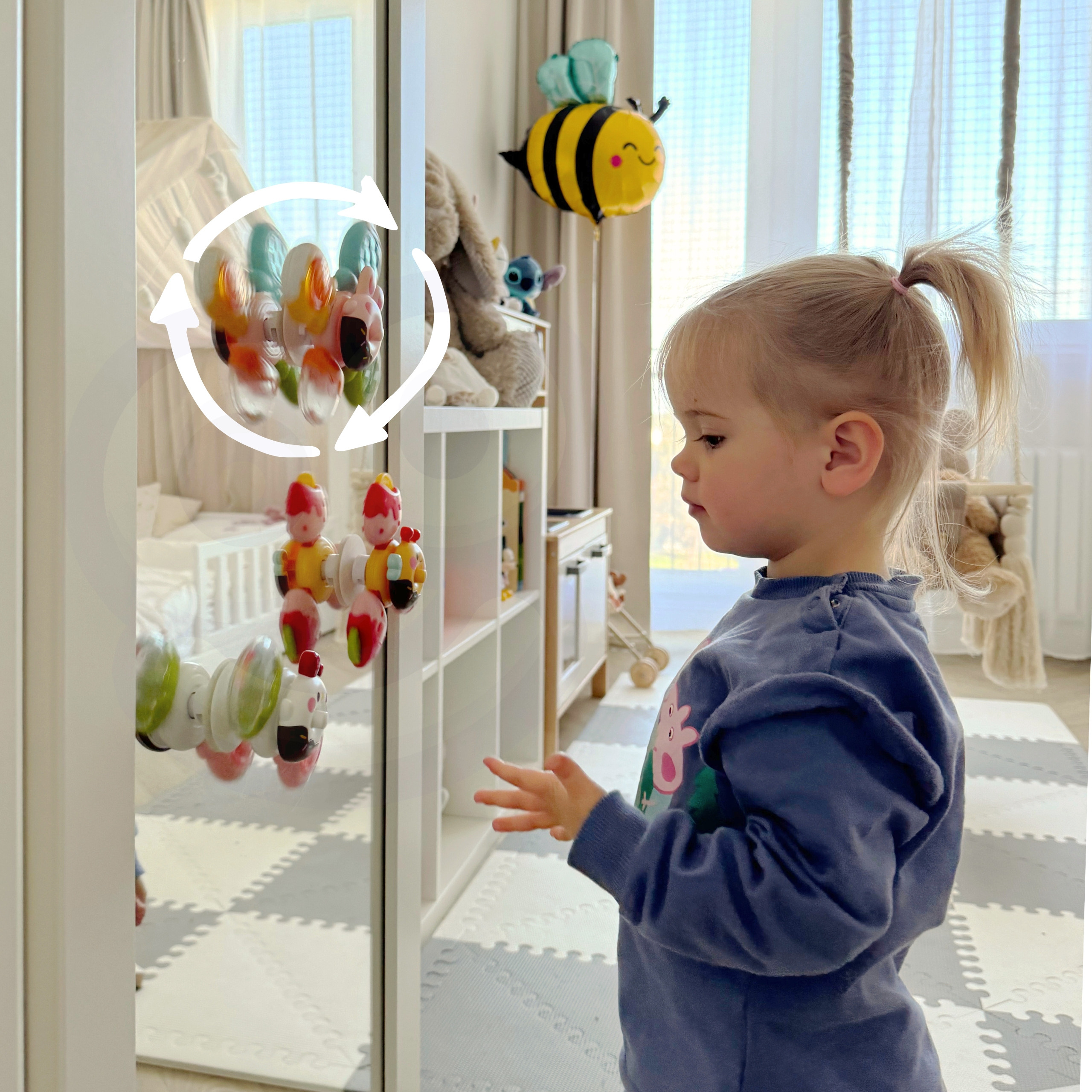 WOOPIE BABY Spinner Sensory Toy Bee Chicken Rabbit Interchangeable 3 pcs. - Slika 2