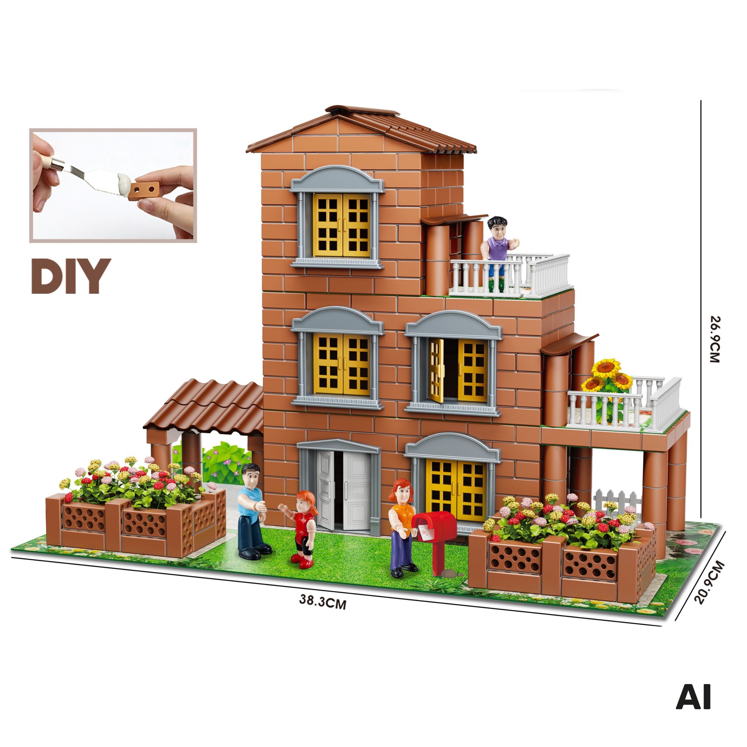 WOOPIE Brick Villa Construction Set 454 pcs Little Architect - Slika 4
