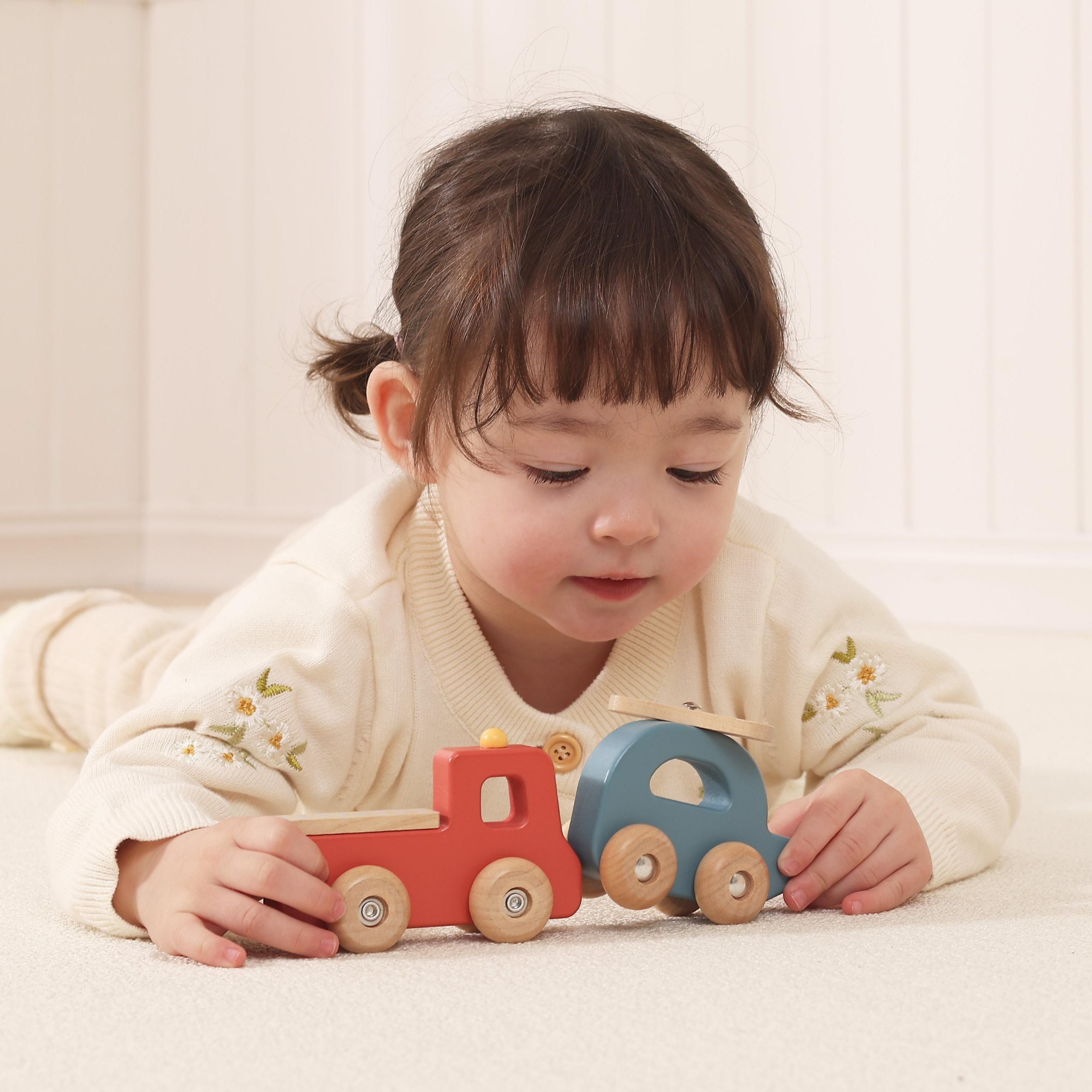 VIGA Set of Wooden Colorful Vehicles 4 pcs from the PolarB Series - Slika 8