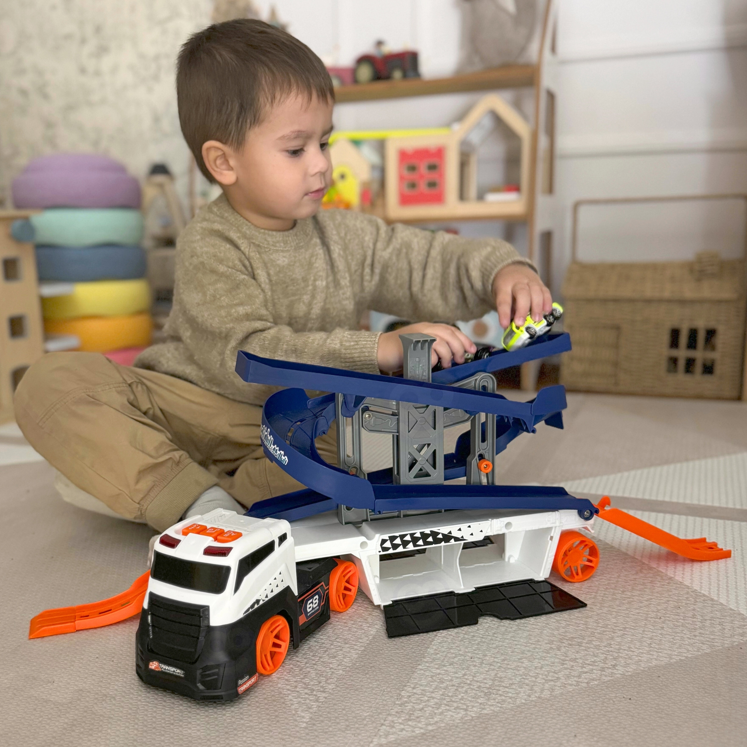 Woopie Parking Garage Track Transporter Truck Tow Truck Car XL - Slika 4