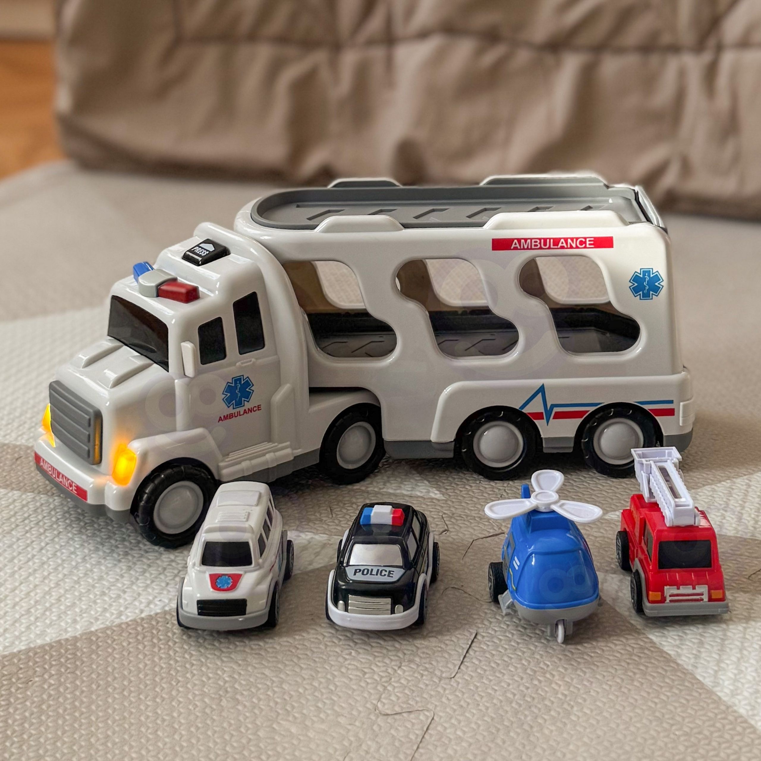 WOOPIE Road Tow Truck Set of 5 Cars - Ambulance - Slika 3
