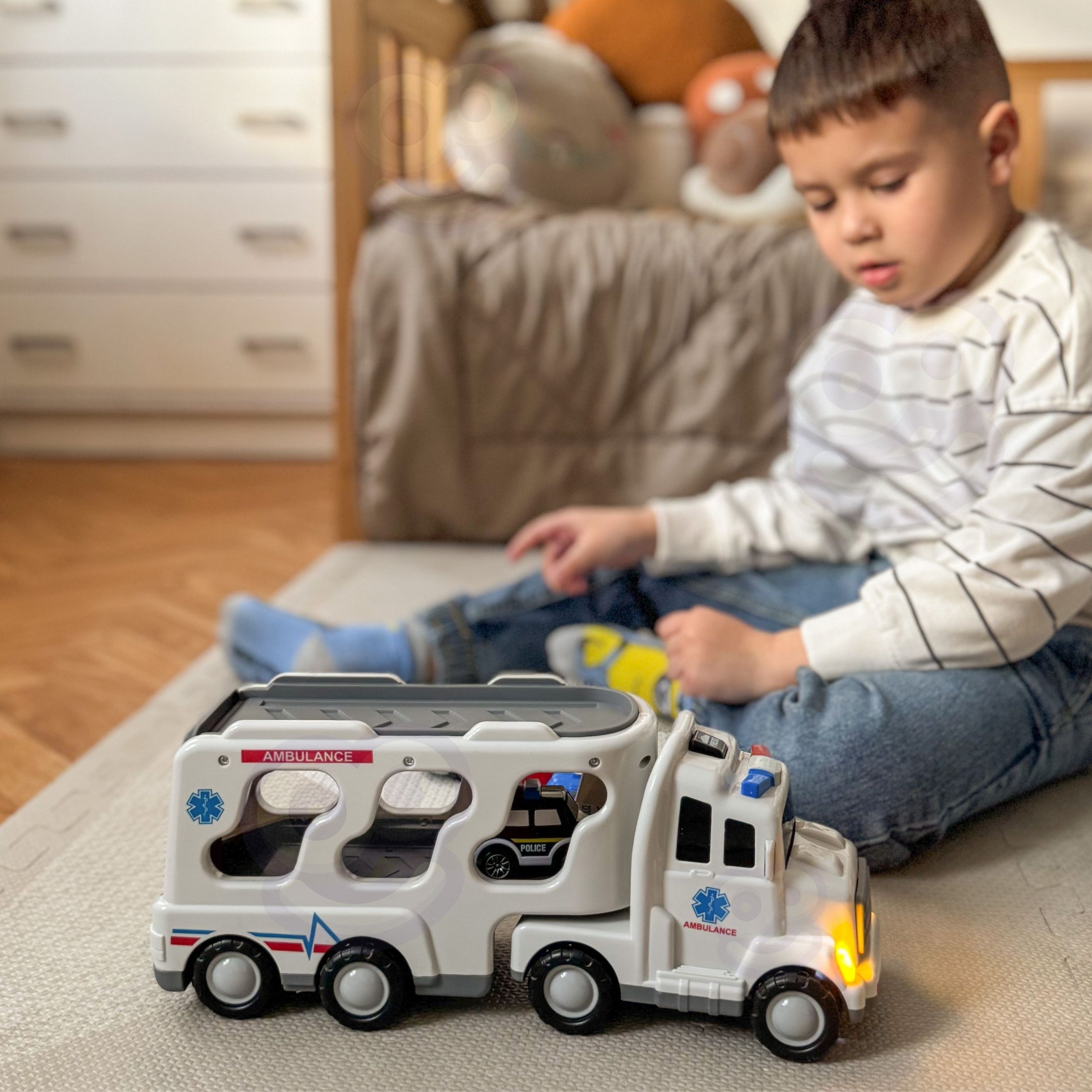 WOOPIE Road Tow Truck Set of 5 Cars - Ambulance - Slika 4