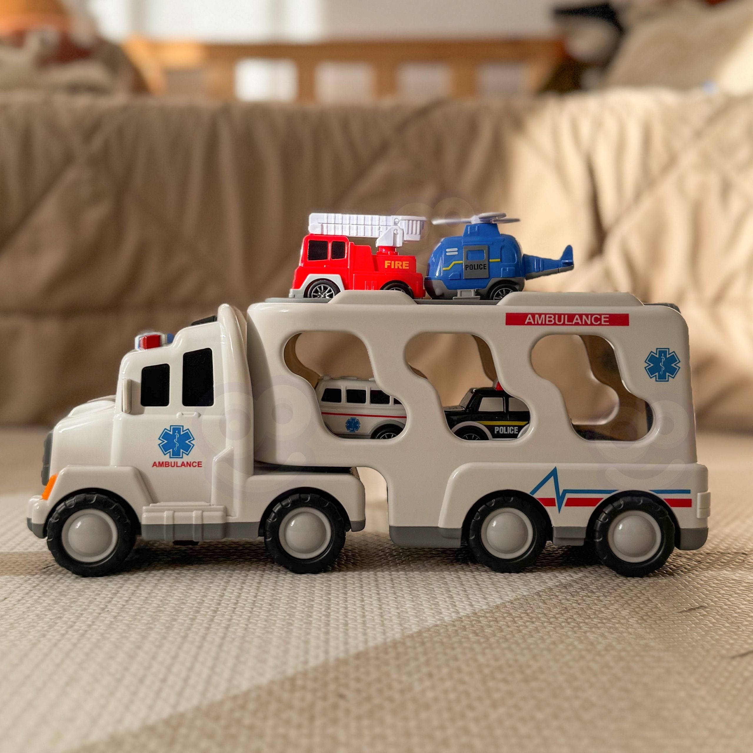 WOOPIE Road Tow Truck Set of 5 Cars - Ambulance - Slika 5