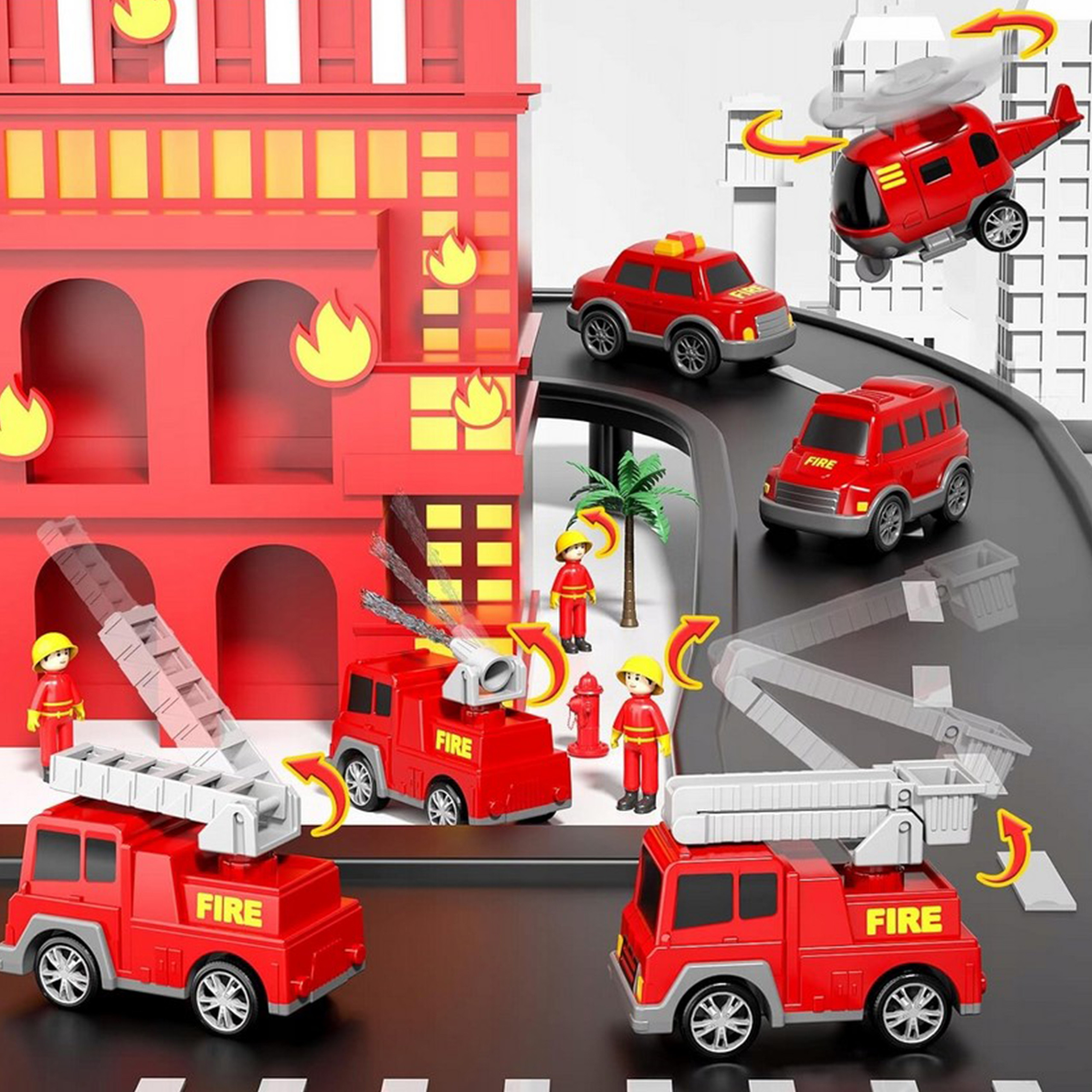 WOOPIE Road Tow Truck Set of 5 Cars - Fire Department - Slika 8
